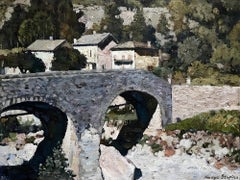 "Under the Alpine sun" Original impressionistic landscape. France. Oil painting