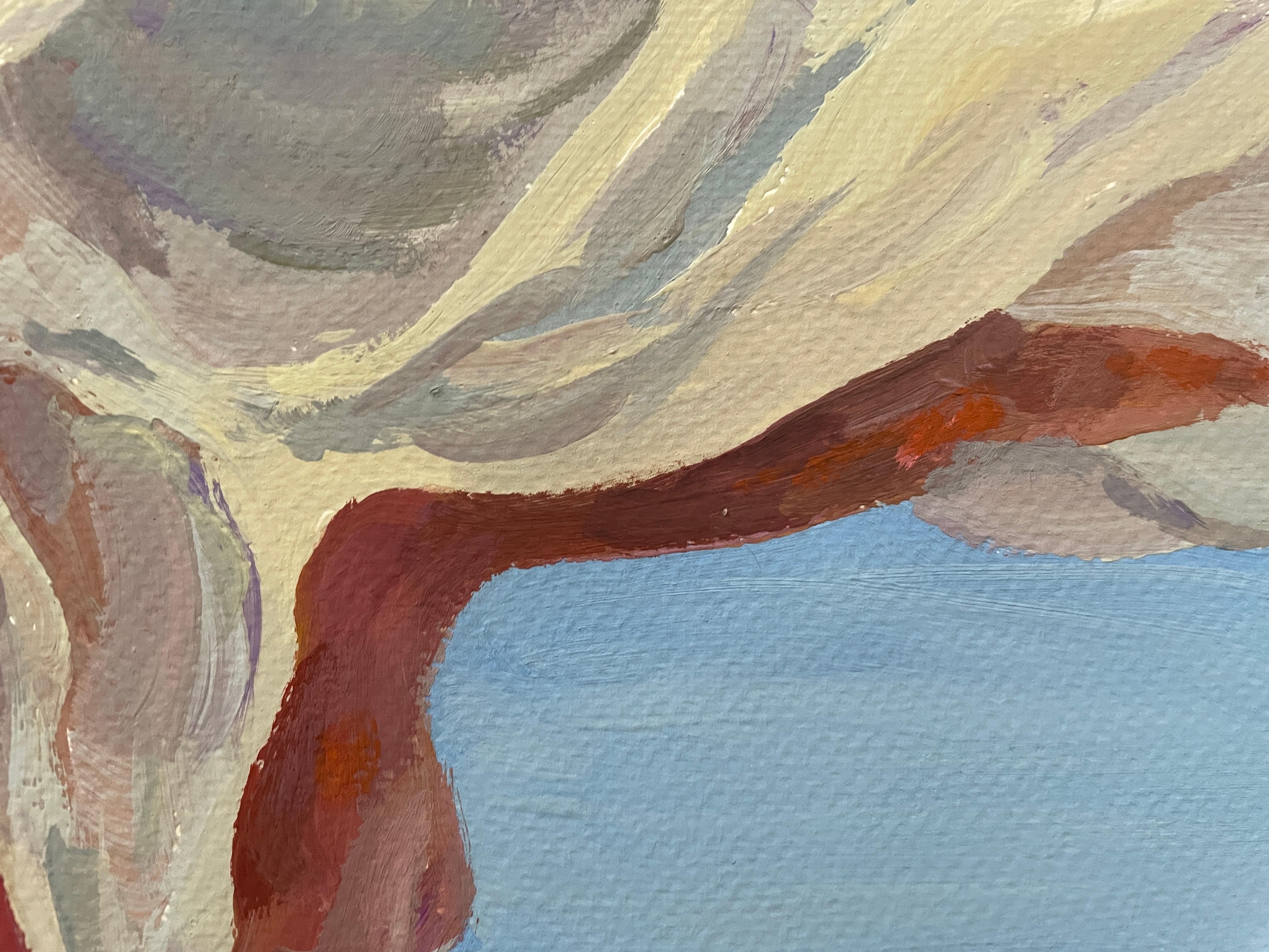 “Warm wind” Original figurative painting. Gouache on paper . Home decor For Sale 6
