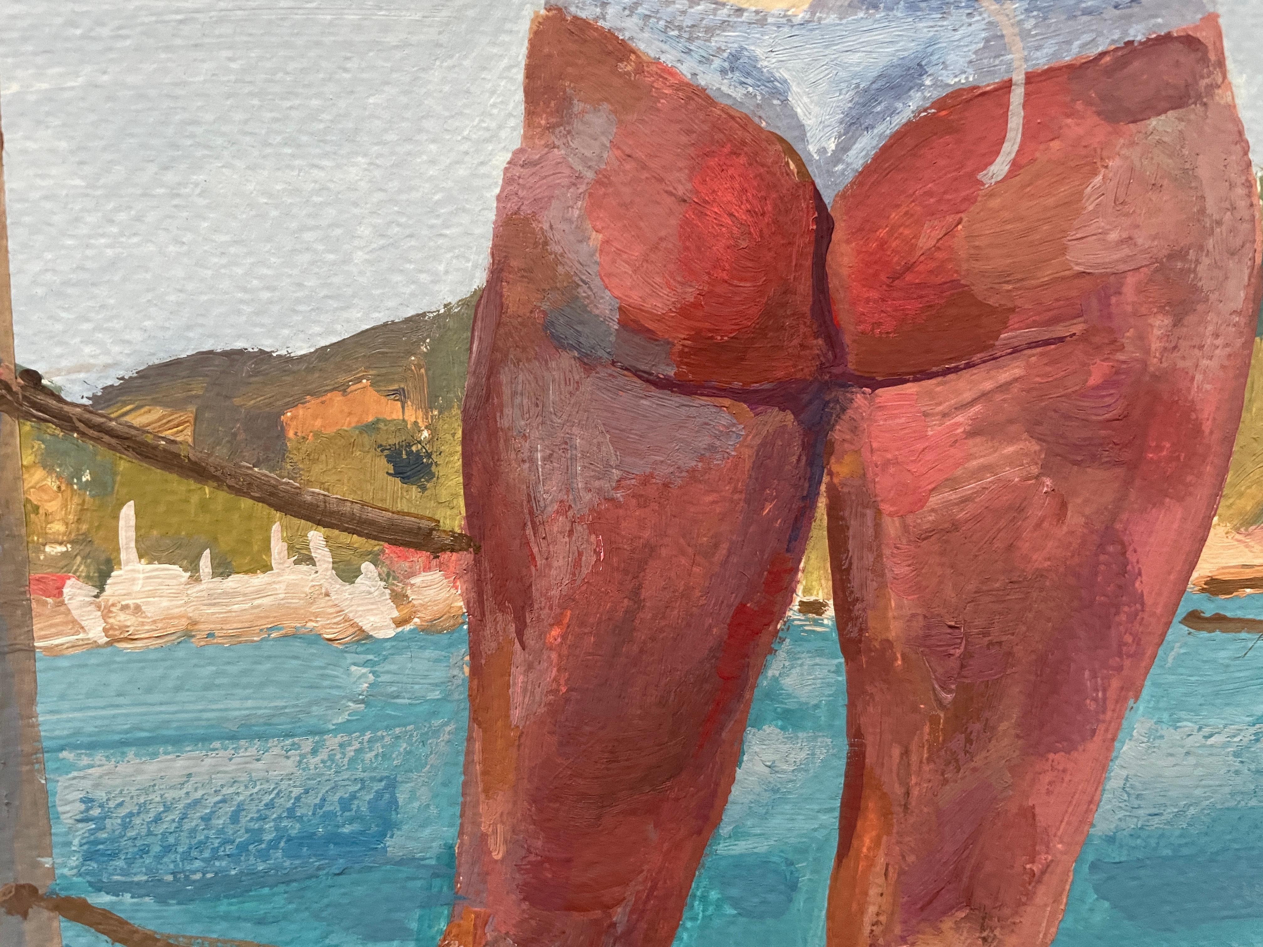 “Warm wind” Original figurative painting. Gouache on paper . Home decor For Sale 3