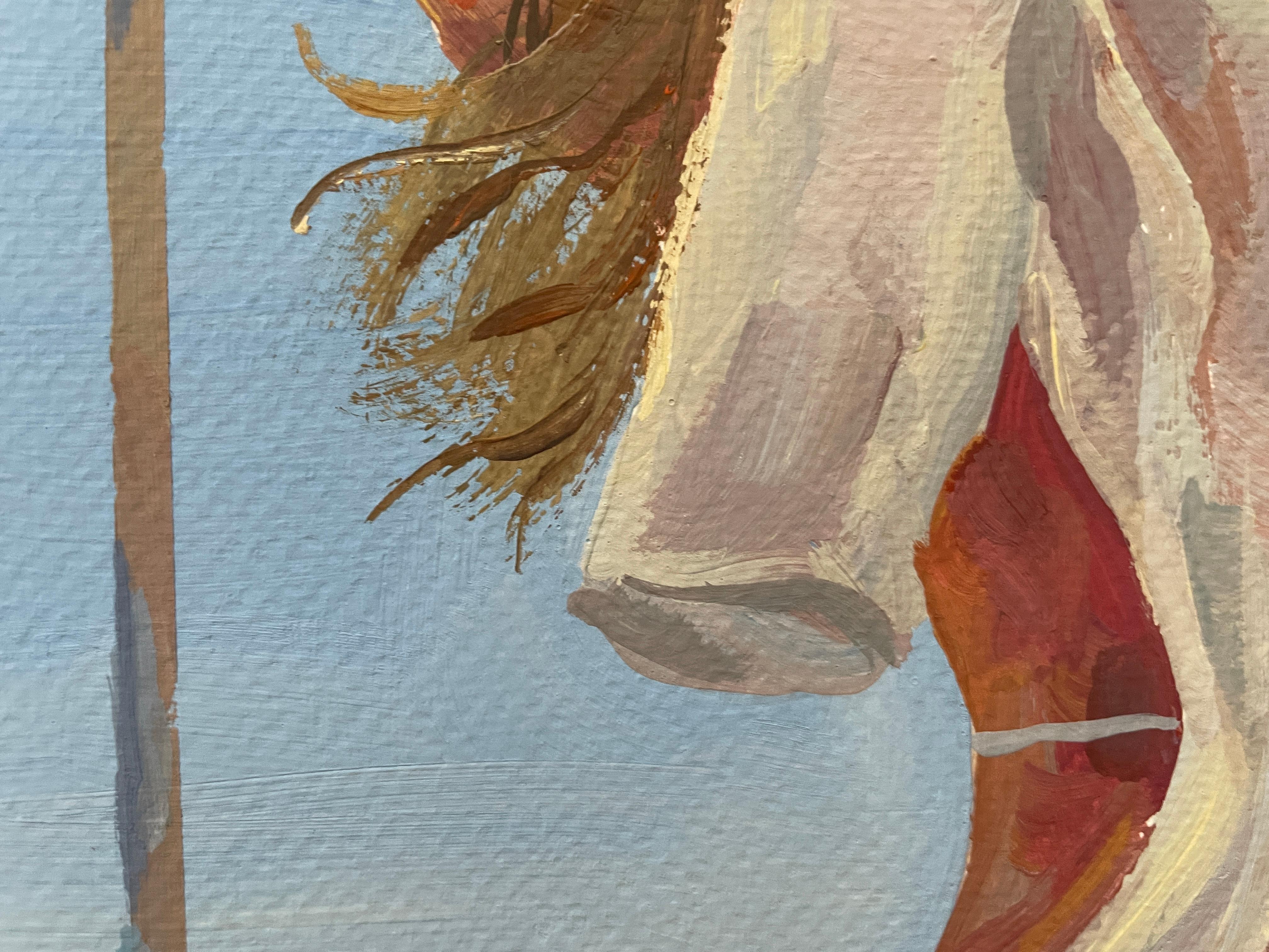 “Warm wind” Original figurative painting. Gouache on paper . Home decor For Sale 4