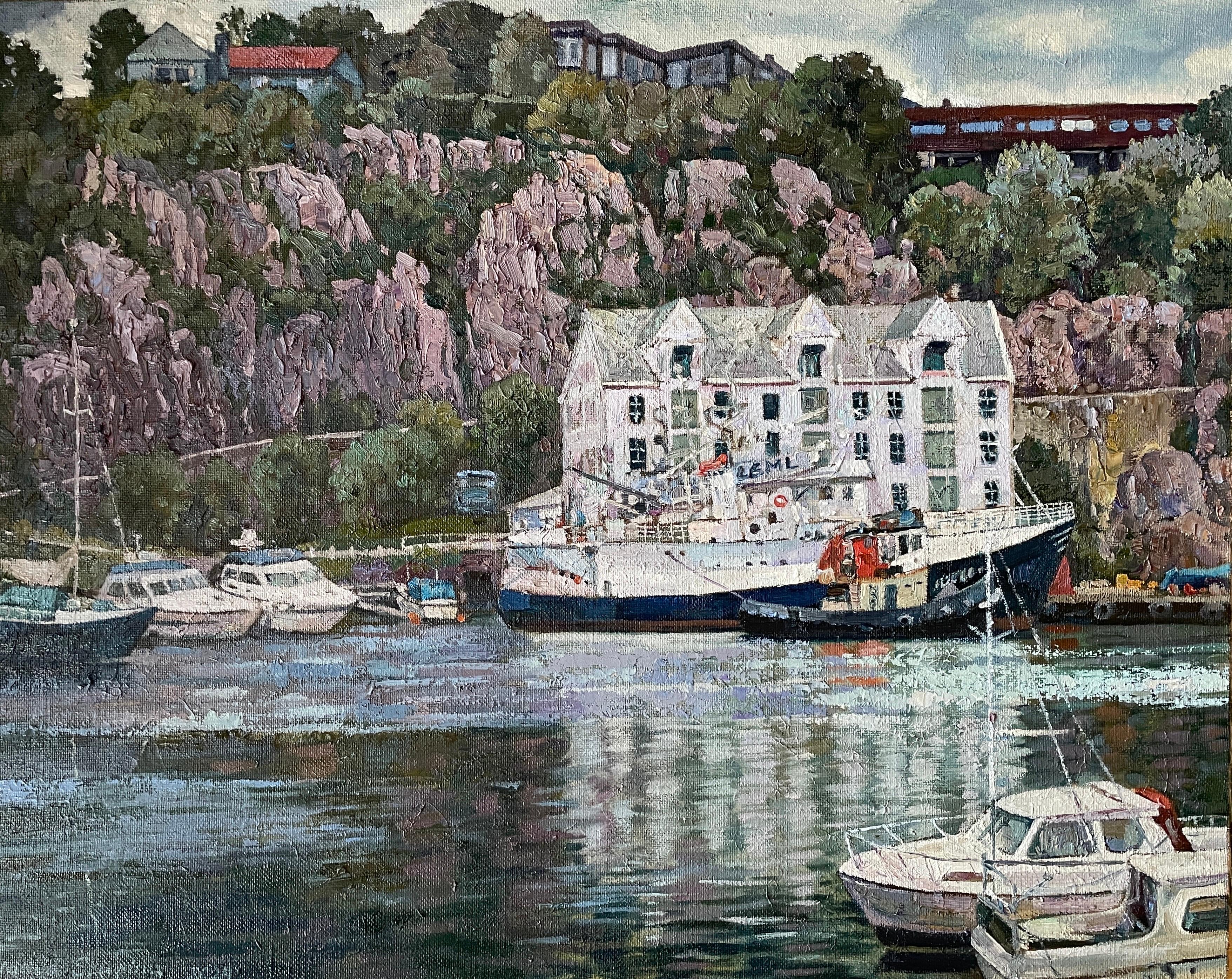 Nadezda Stupina Landscape Painting - "White house in Gomalandet" Original  landscape  painting. Large  oil on canvas