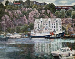 "White house in Gomalandet" Original  landscape  painting. Large  oil on canvas