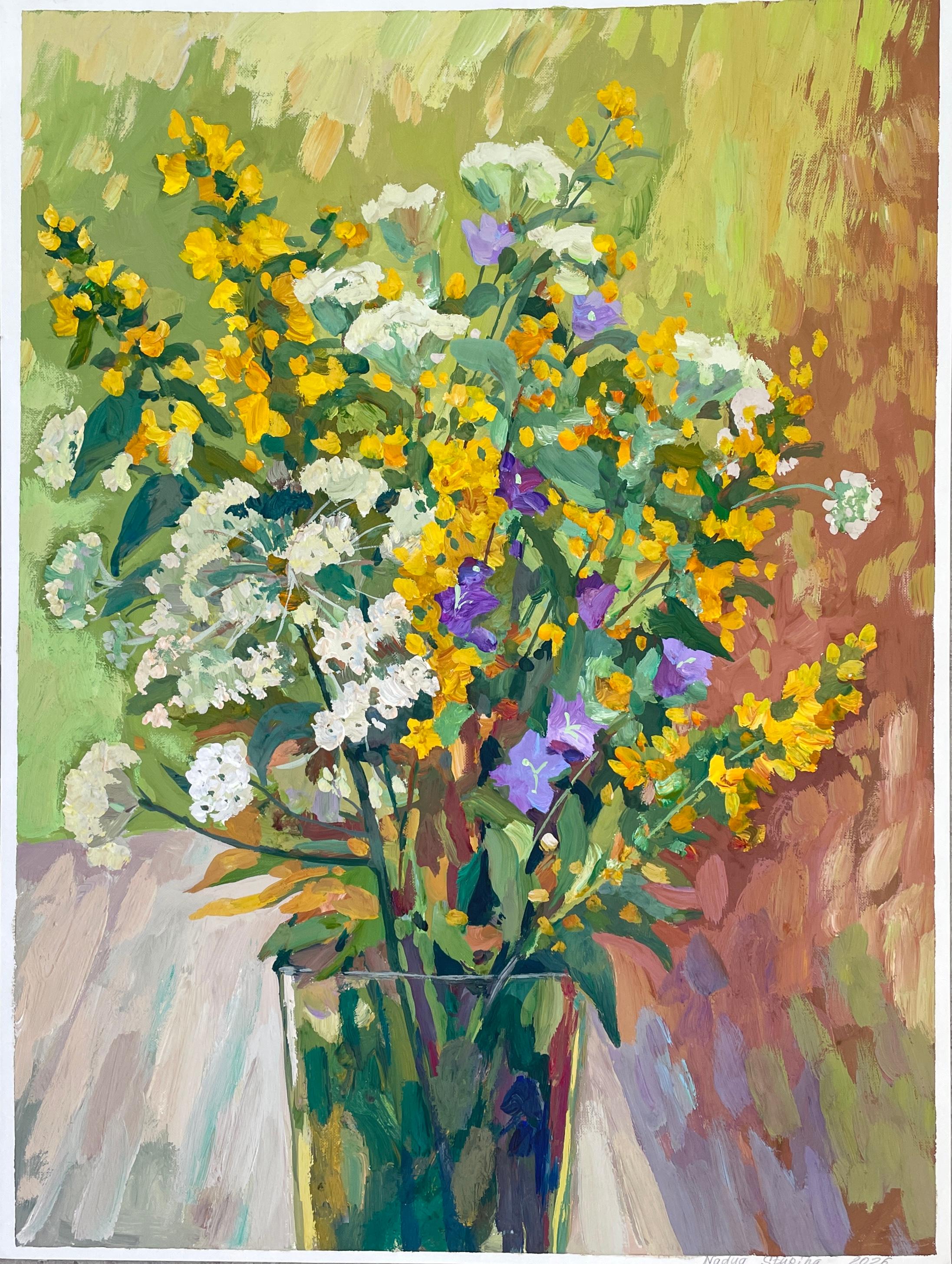 Wild flowers. Original floral painting. Impressionism. Gouache on paper. Gift