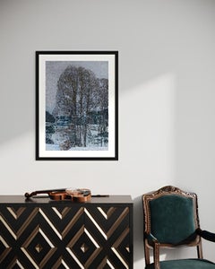 «Winter Brenna 1» Original impressionistic painting. Vertical winter landscape