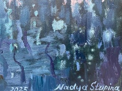 A Winter  Horizontal  Peinture à l'huile de paysage. Impressionnisme. Forêt de neige.