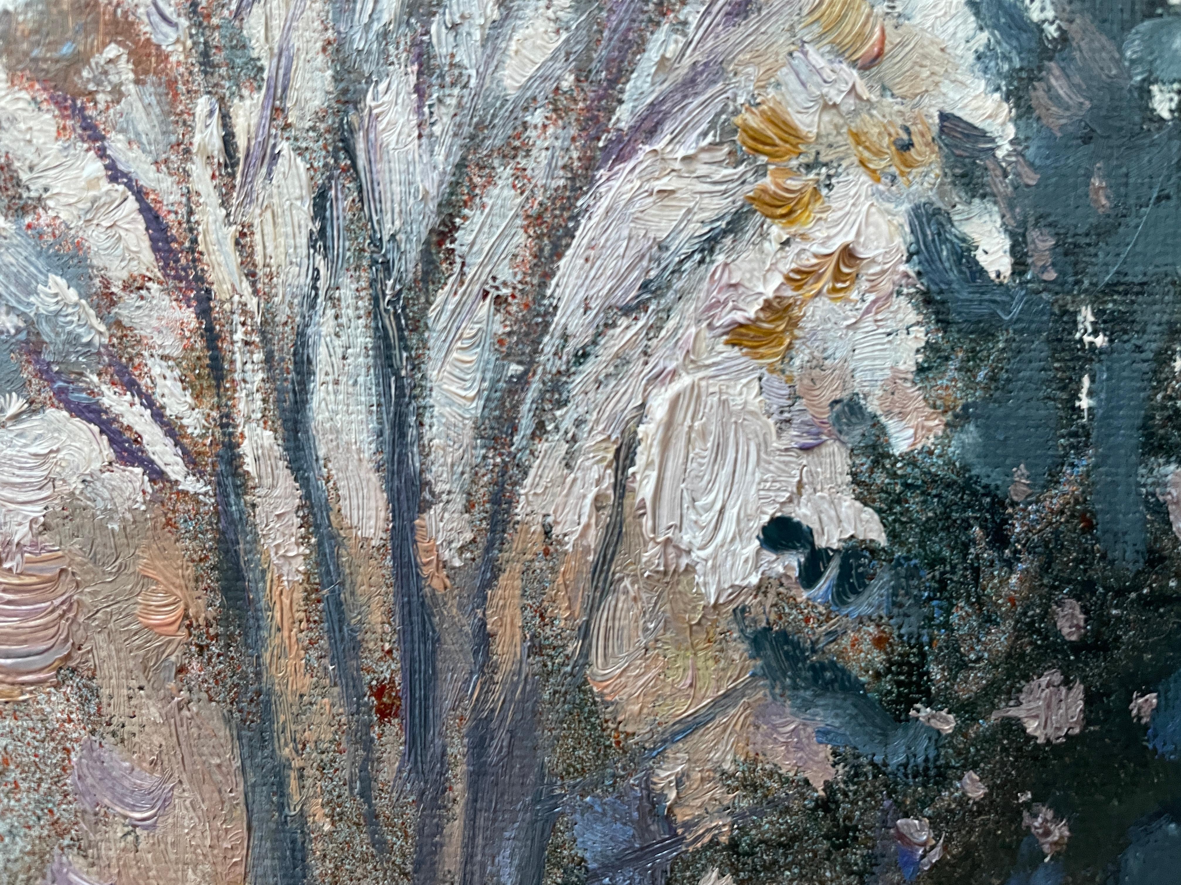 “Winter sun”  Horizontal  landscape oil painting.Impressionism. Snow.Forest. For Sale 1
