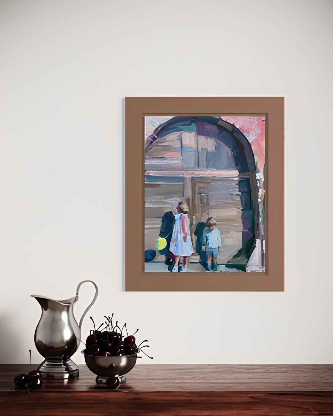 „Yellow Balloon“ Original figuratives Gemälde. Kleines vertikales Ölgemälde auf Leinwand im Angebot 1