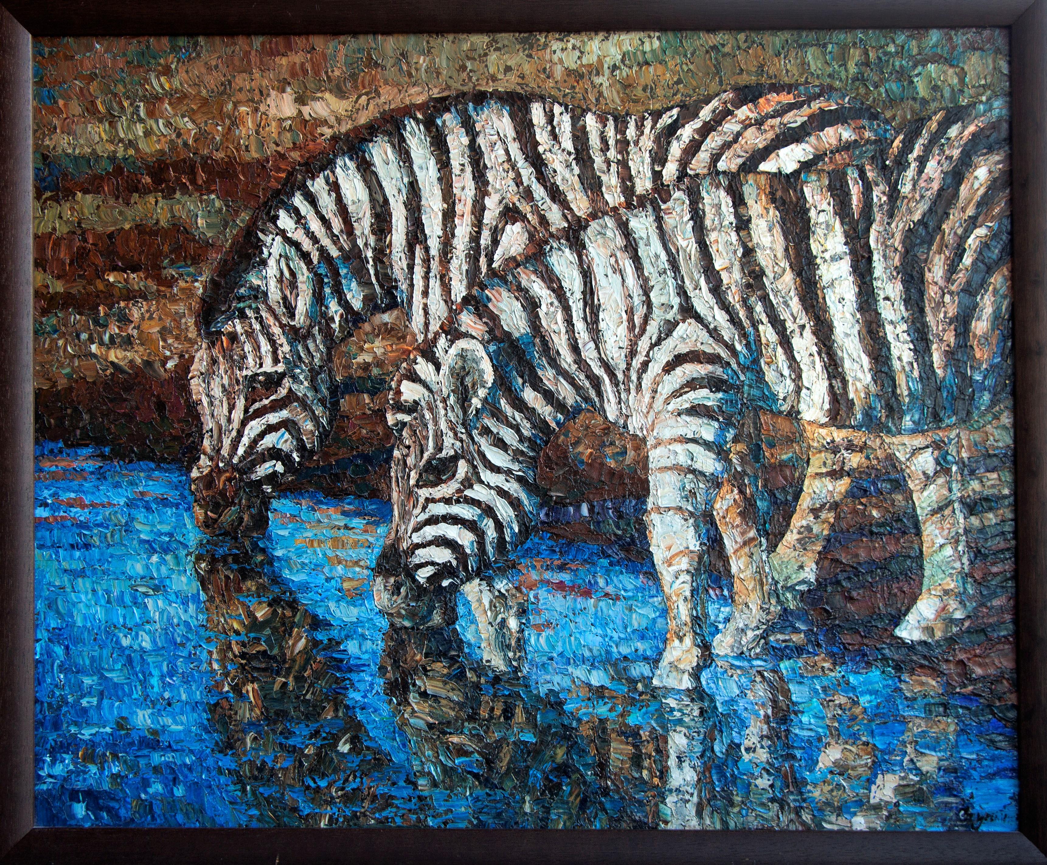 Nadezda Stupina Animal Painting - Zebras