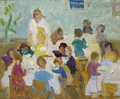 "Kindergarten, enfants" Huile cm. 36 x 48, 1960, livraison gratuite