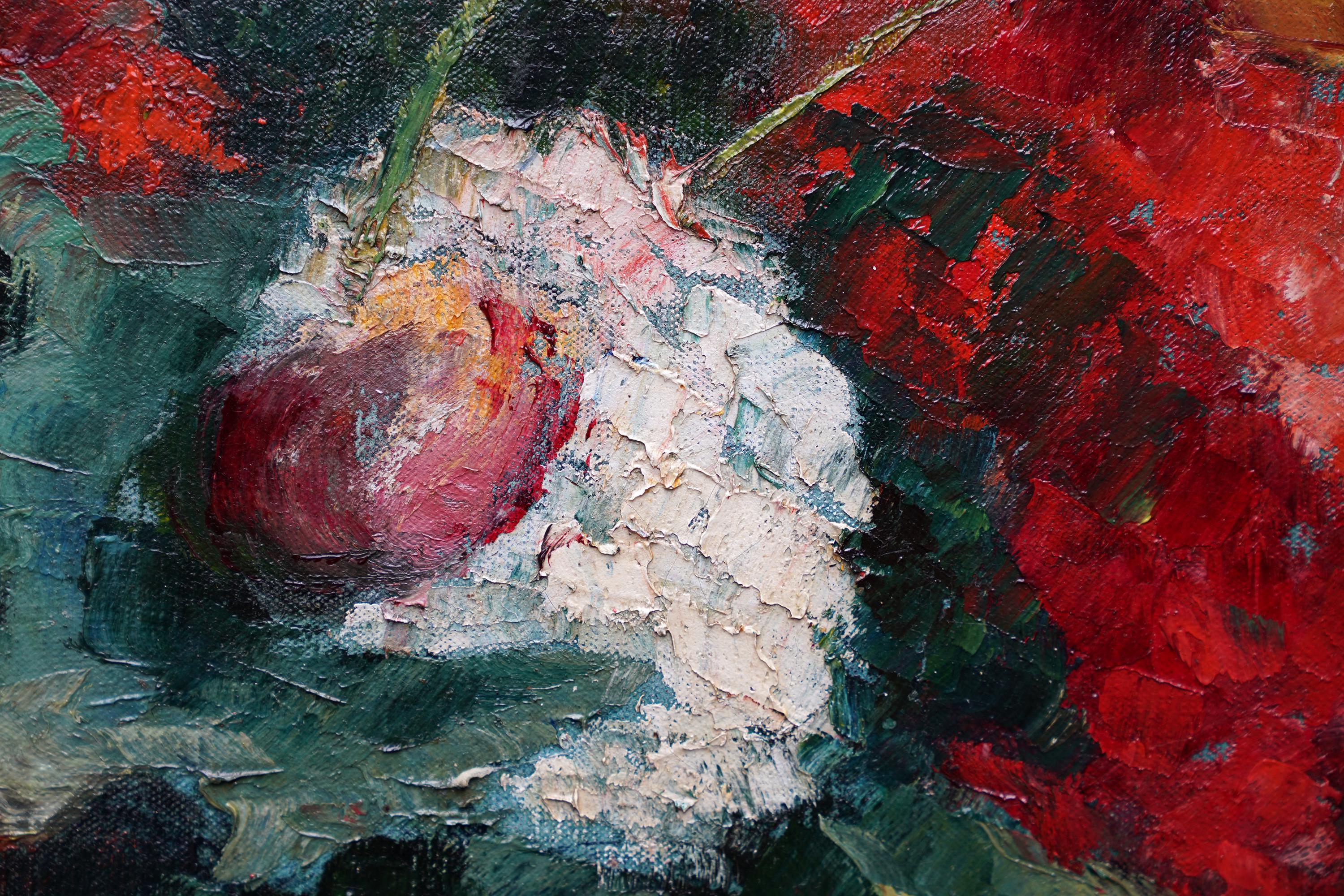 Still Life of Flowers in Jug - Post Impressionist 1940's art floral oil painting - Post-Impressionist Painting by Nadia Benois