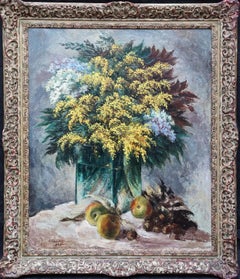 Emily Stannard - Still Life with Flowers on Marble Ledge - British 19th ...