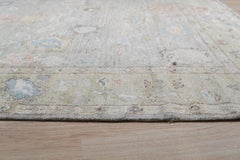 Nadia Harlow Ivory Hand-Knotted Silk Rug Carpet, Allover Floral Indian Design