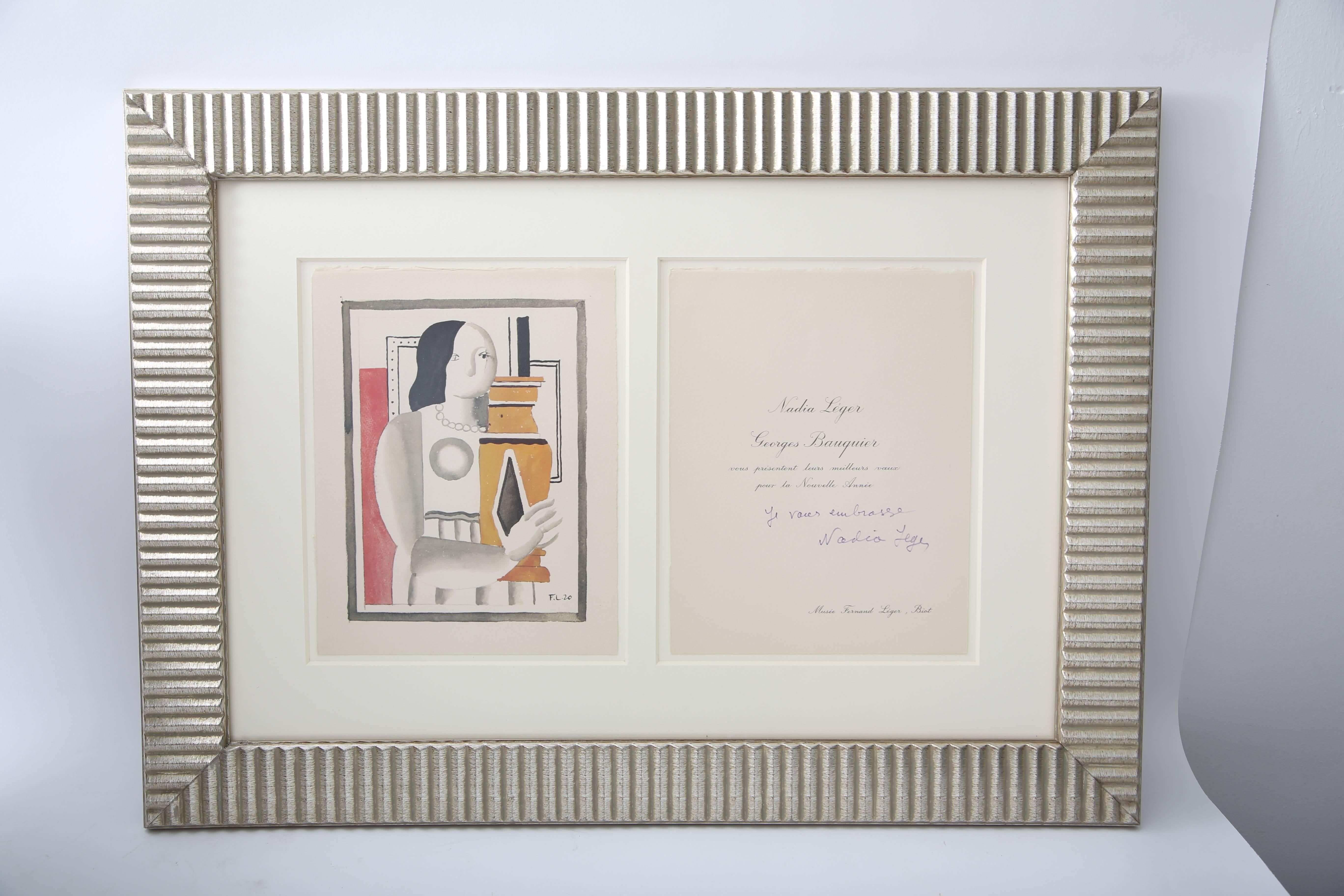 This stylish piece of history dates to teh 1920s and was acquired from a Palm Beach estate. 

Because the art is signed in the print F. L. 20, we believe this was a New Year 1921 invitation. 

Note: Invitation paper dimensions are 10.88