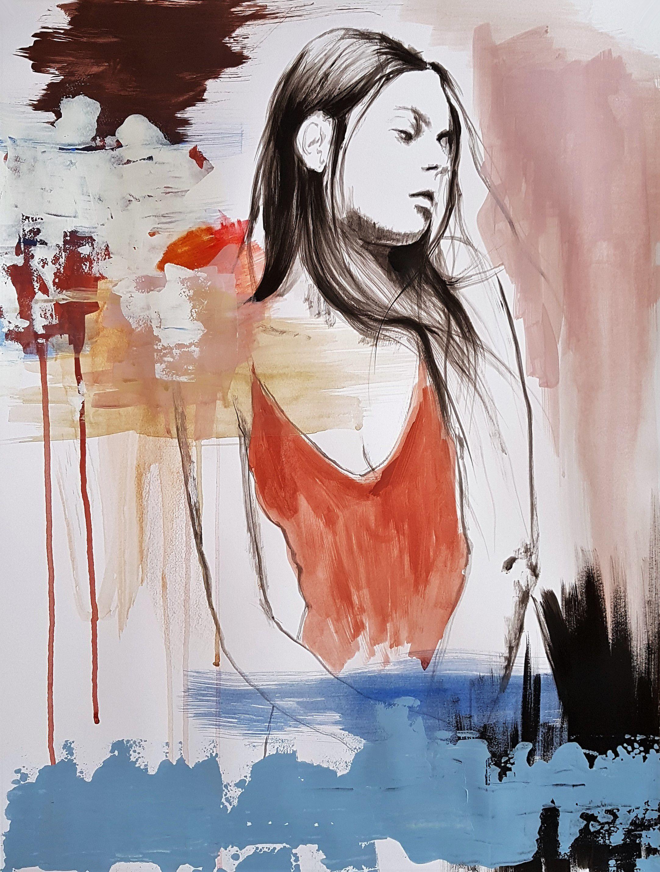 Freddo, Pittura, Acrilico su carta - Painting di Nadia NL