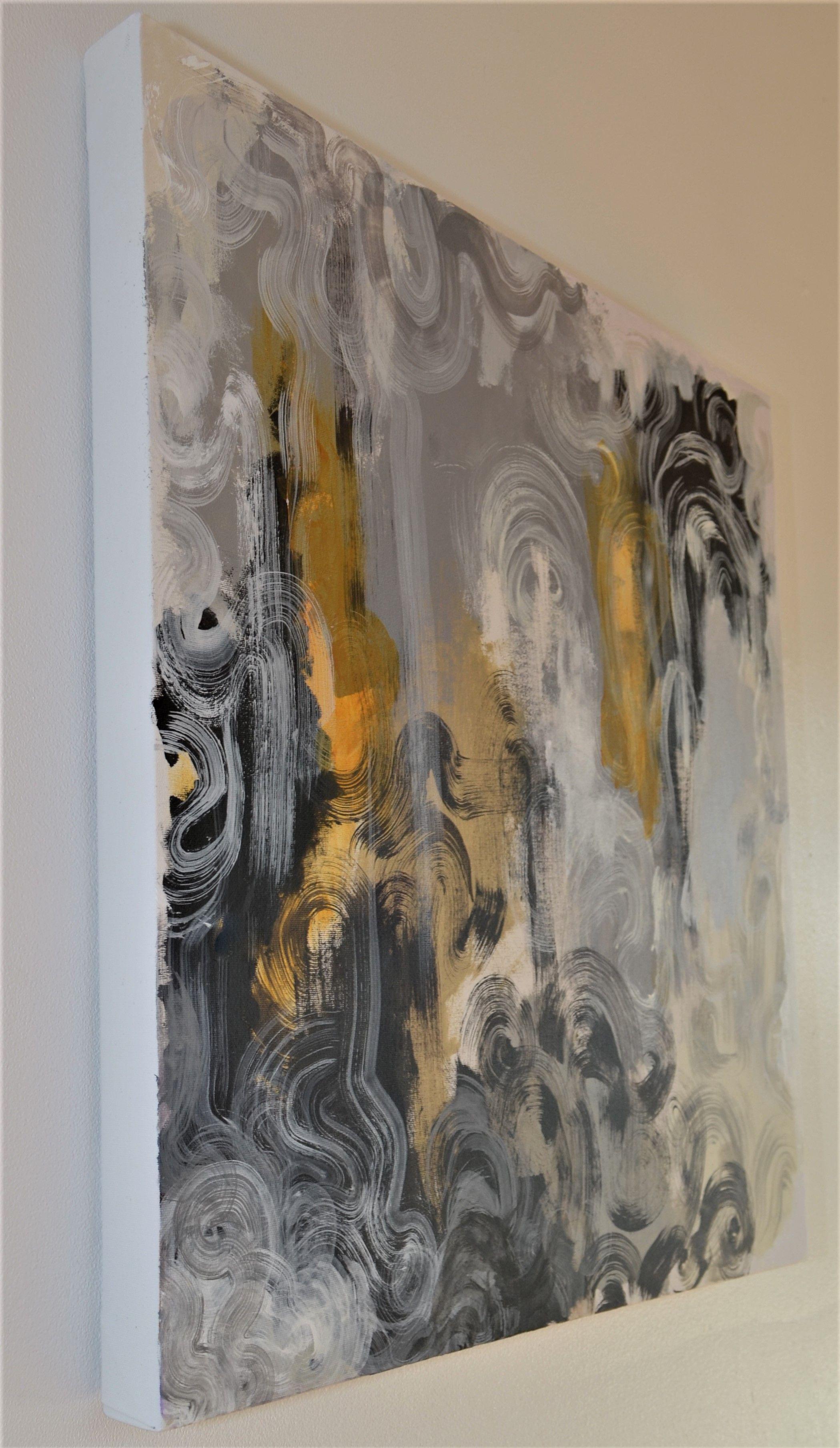 Curvas, Pintura, Acrílico sobre lienzo - Abstract Painting Gris de Nadia NL