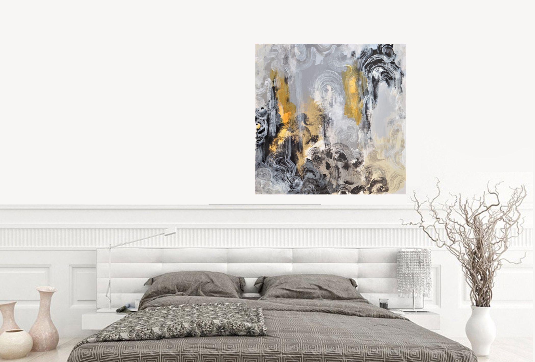 Pintura original abstracta  Medio: Acrílico  Soporte: Lienzo estirado, bordes sin grapas, listo para colgar  Tamaño : 24?x 24?x 1,1/2? ( 60,96 cm x 60,96 cm x 3,81 cm )  La pintura está firmada y fechada por el artista y va acompañada de un