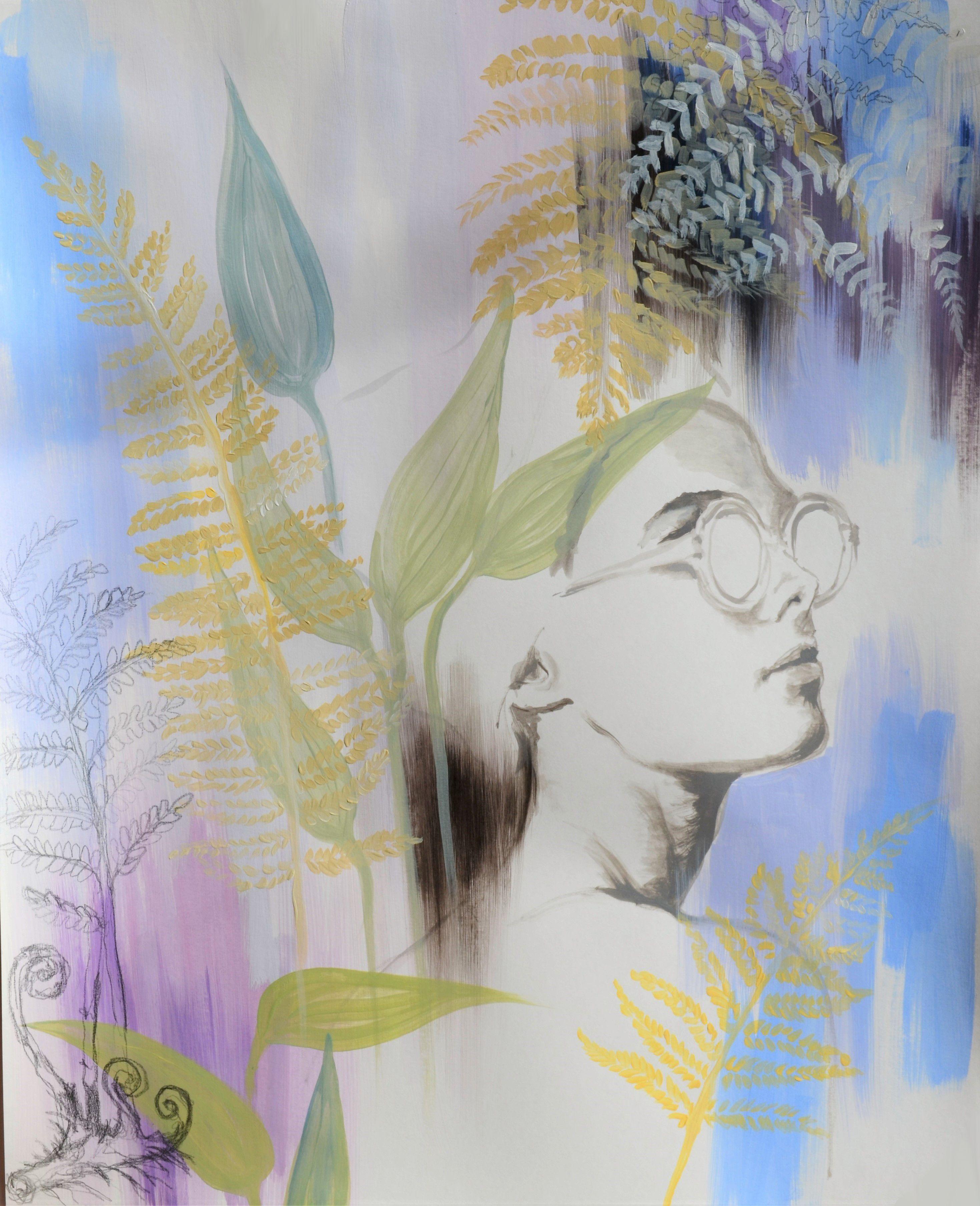 Nadia NL Figurative Painting - Fern, Painting, Acrylic on Paper