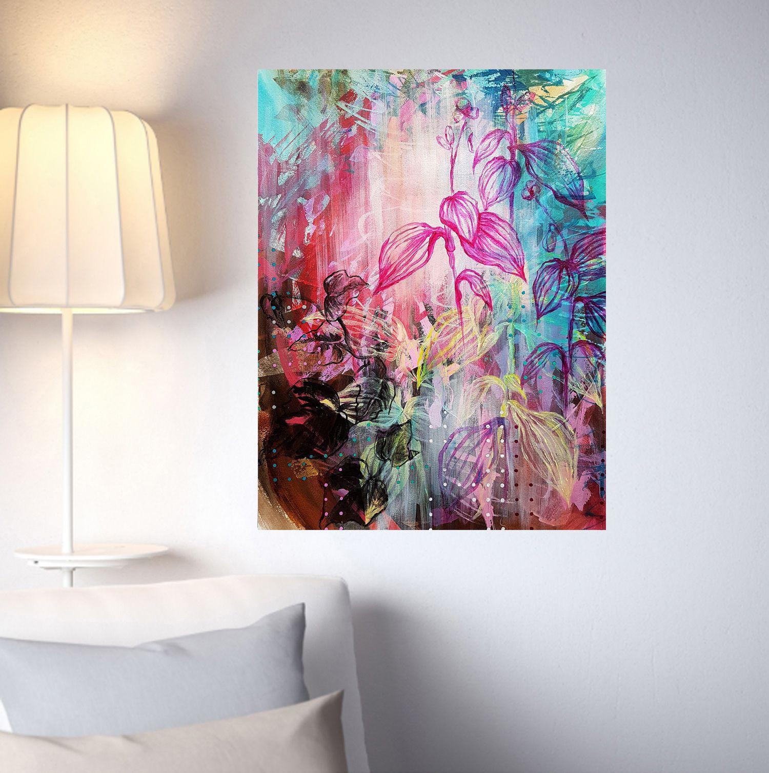 Pittura acrilica di grandi dimensioni  Titolo: Angolo del giardino  Mezzo: Acrilico  Supporto: Carta per acquerello Strathmore 140 lb (300 g/m2)Dimensioni: 18?x 24? (45,72 cm x 61 cm)  Il dipinto è firmato e datato dall'artista ed è accompagnato da