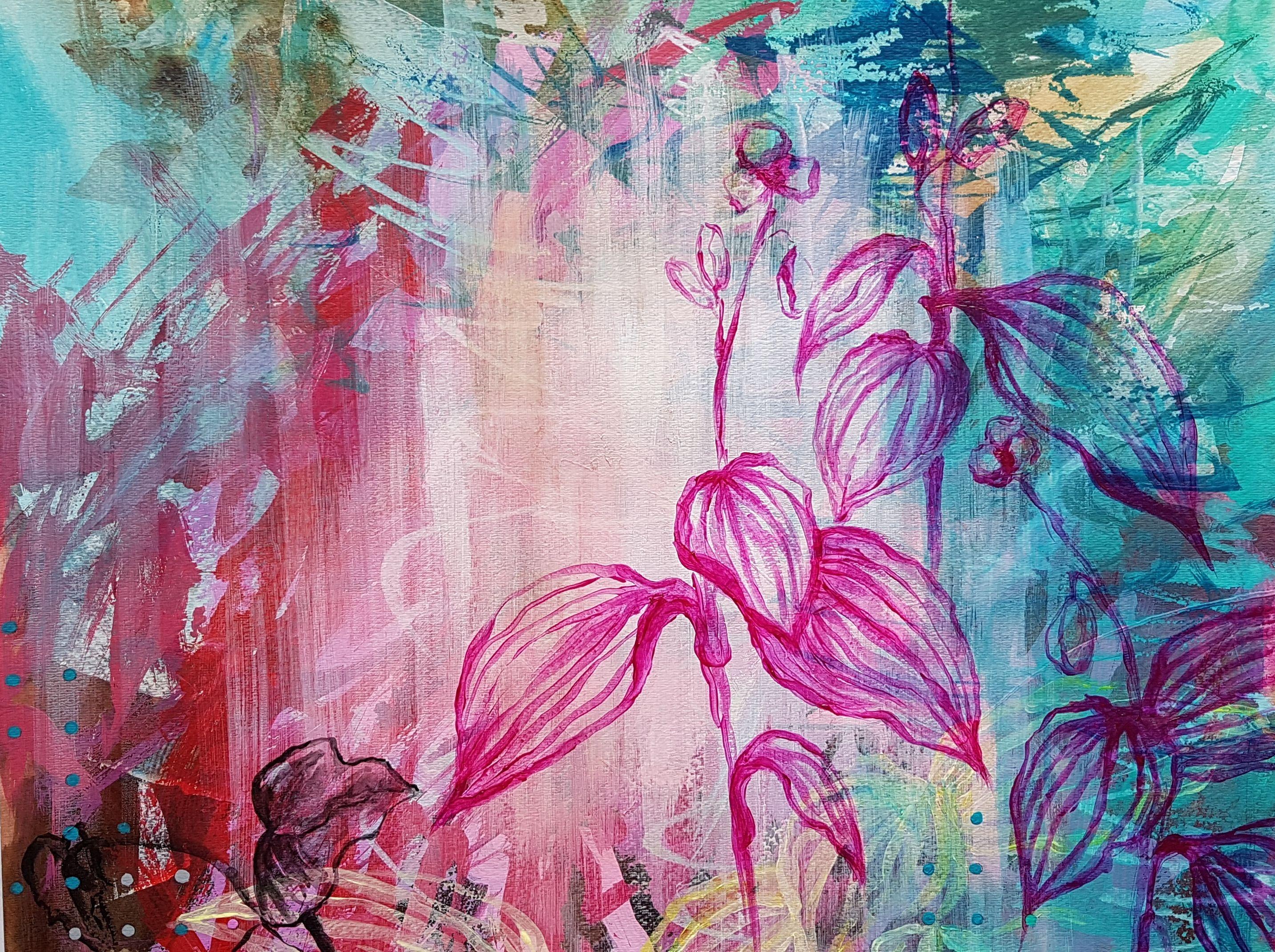 Angolo di giardino, Pittura, Acrilico su carta in vendita 1