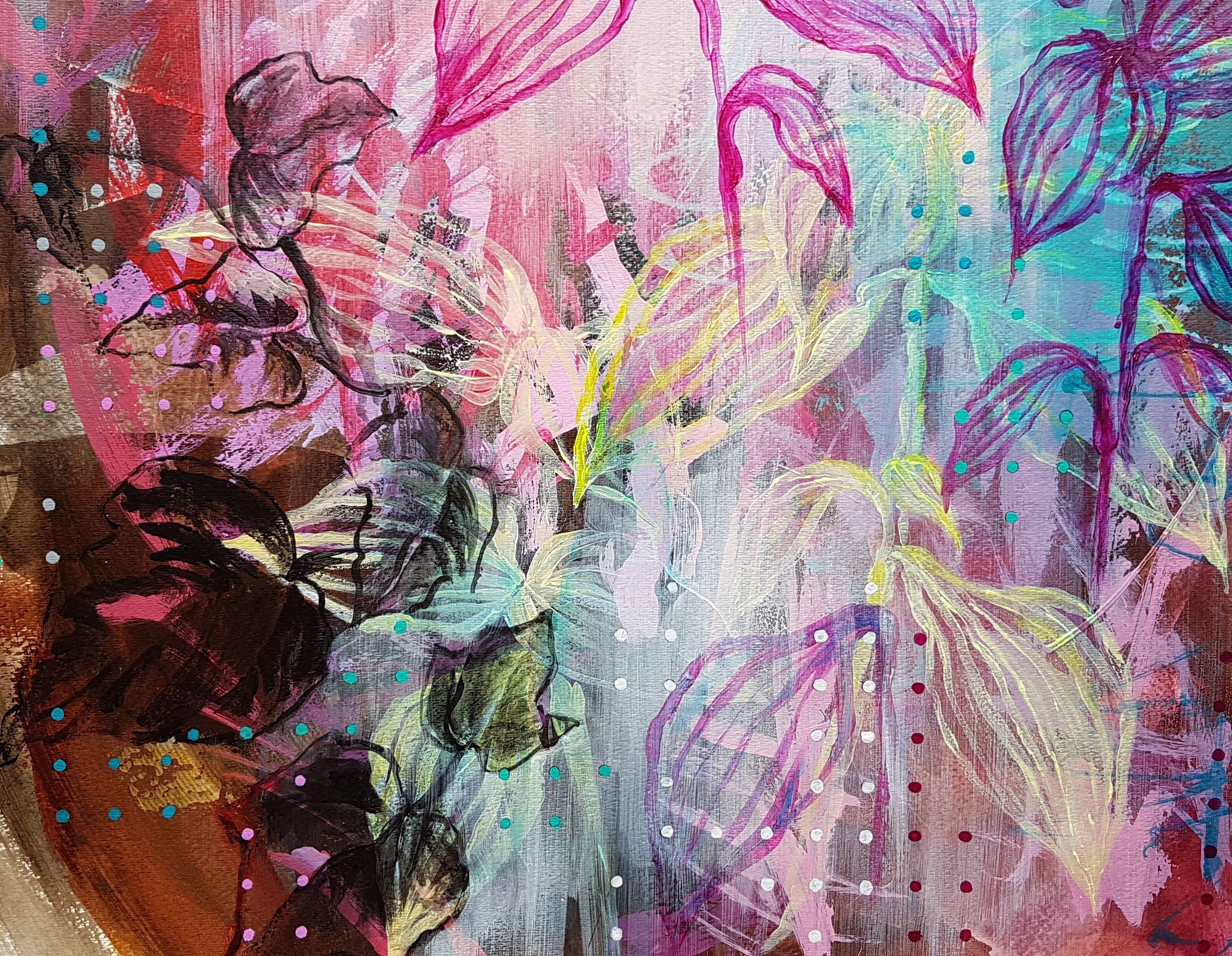 Angolo di giardino, Pittura, Acrilico su carta in vendita 2
