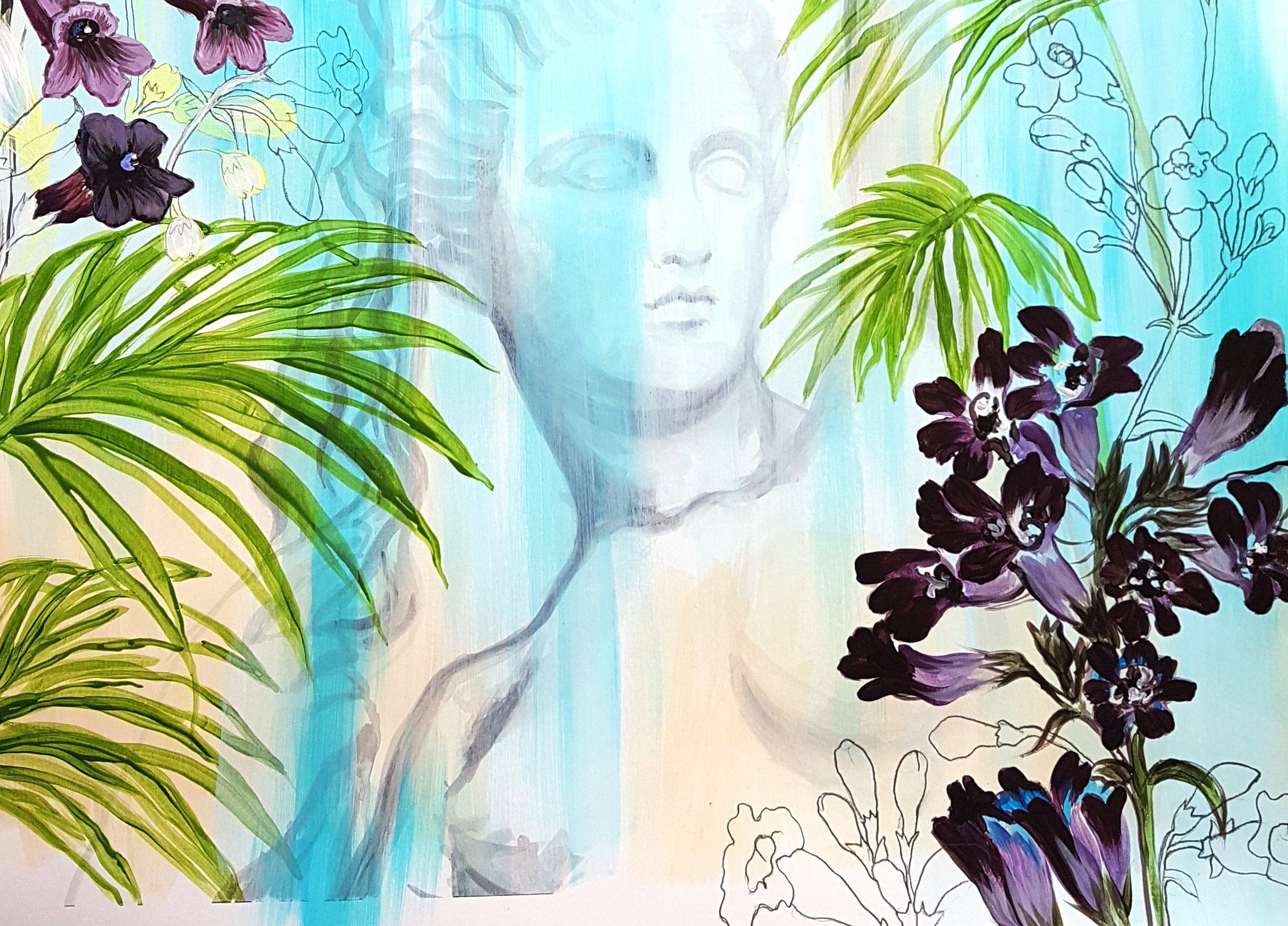 Giardino lussureggiante, Pittura, Acrilico su carta - Painting Astratto di Nadia NL
