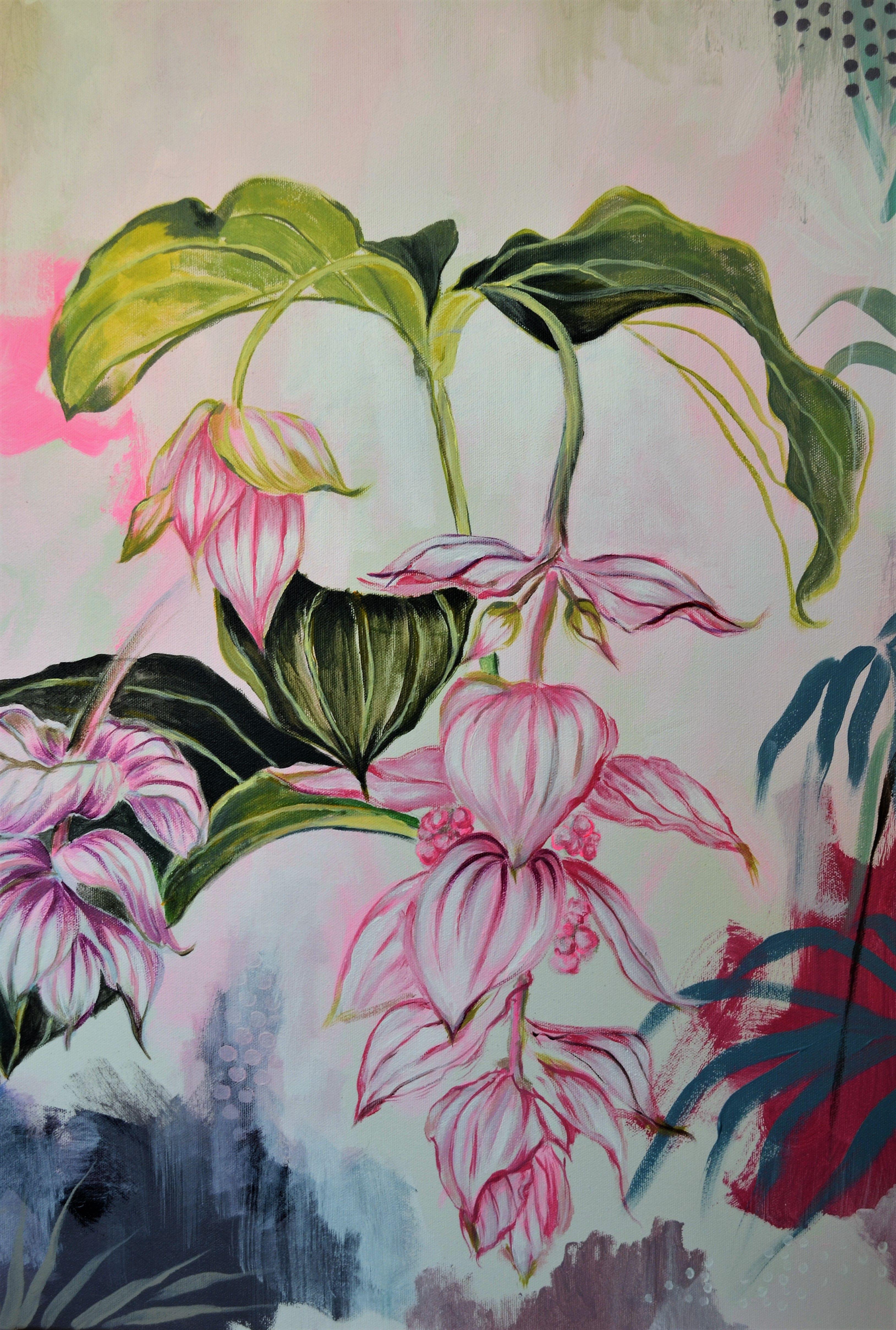 Medinilla Magnifica, Painting, Acrylic on Canvas For Sale 2