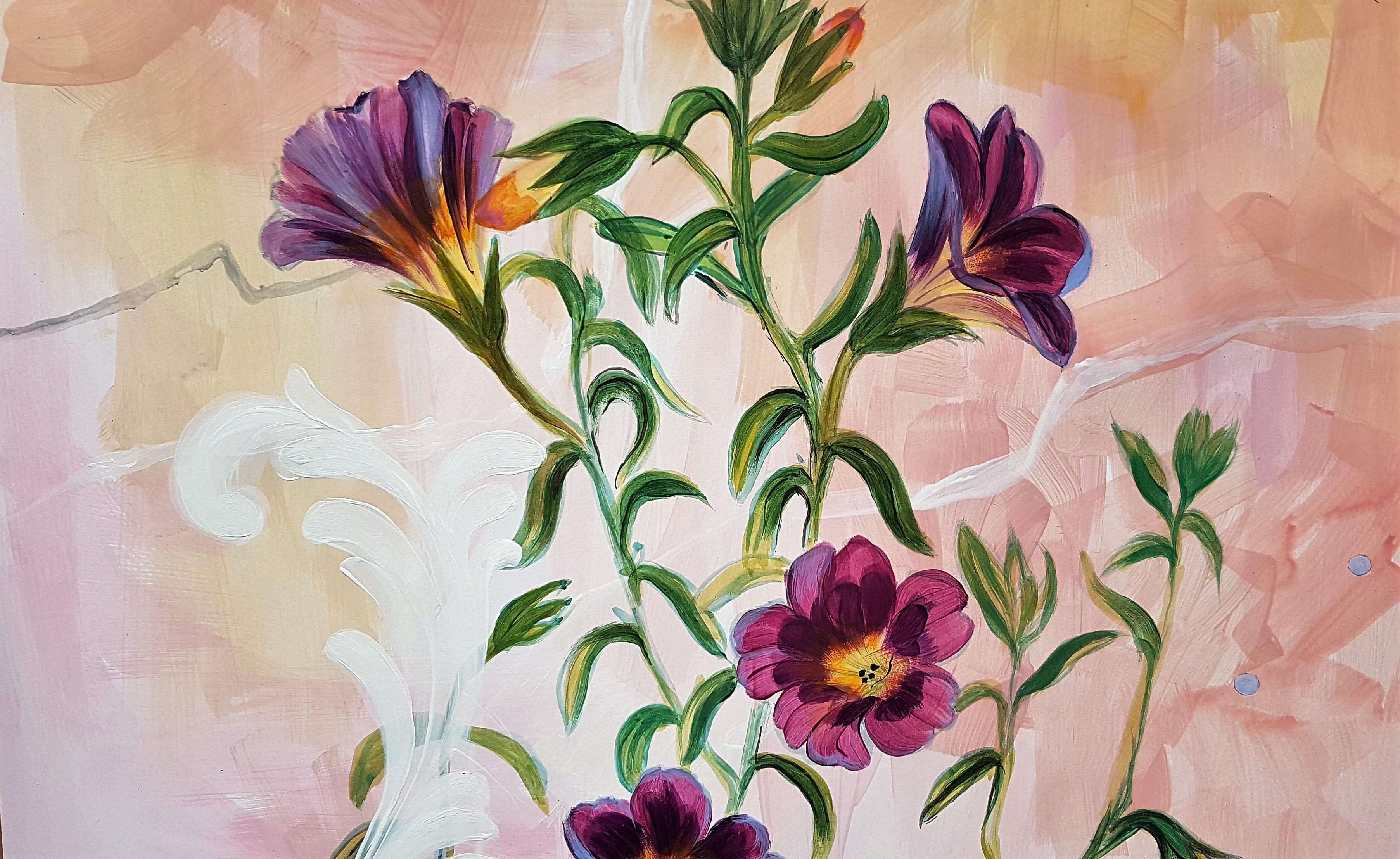 Million Bells, peinture, acrylique sur papier - Réalisme Painting par Nadia NL
