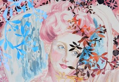 Rococo Lady, Painting, Acrylic on Paper