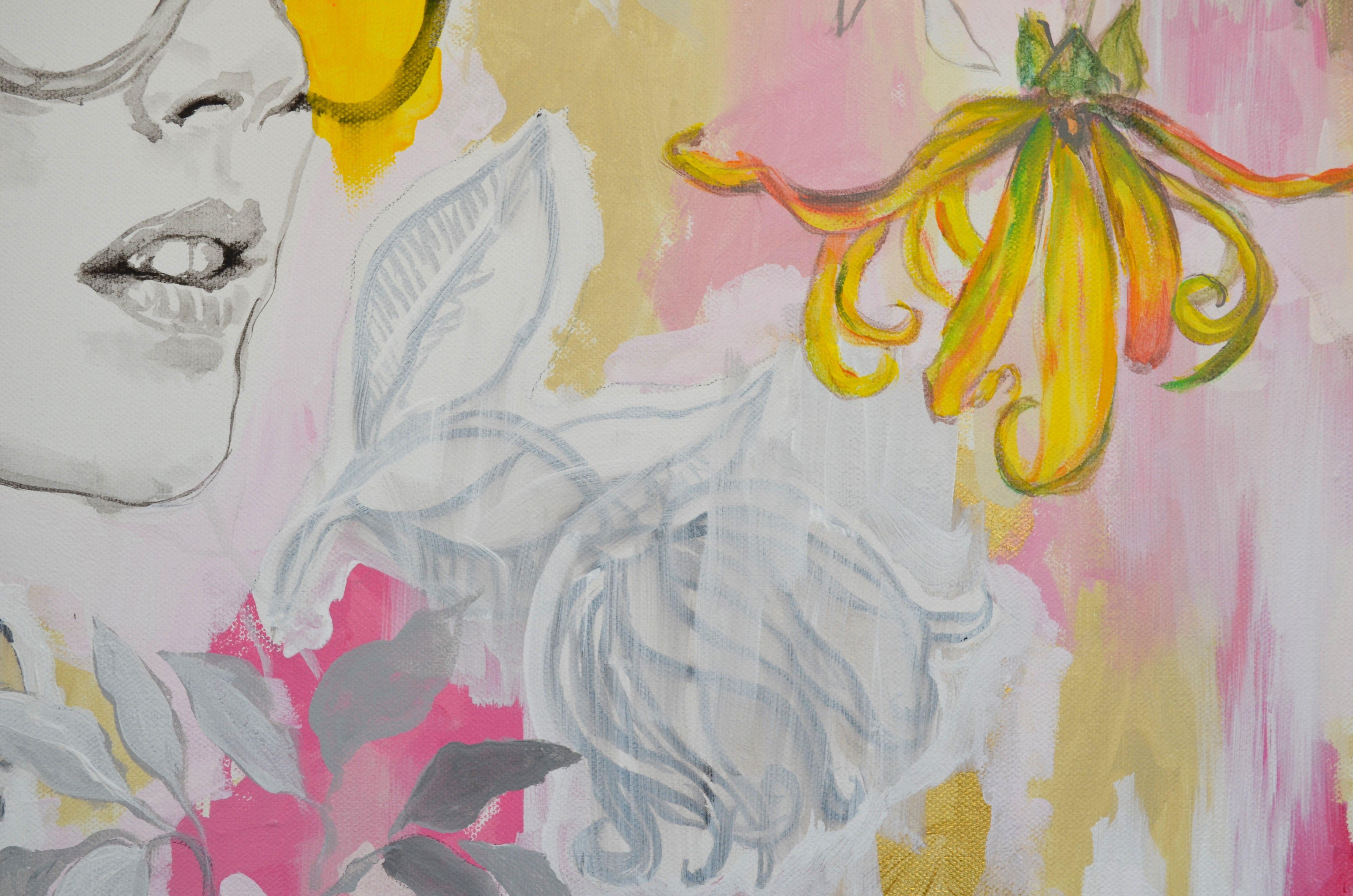Dulce fragancia de Ylang Ylang, Pintura, Acrílico sobre lienzo - Painting Contemporáneo de Nadia NL