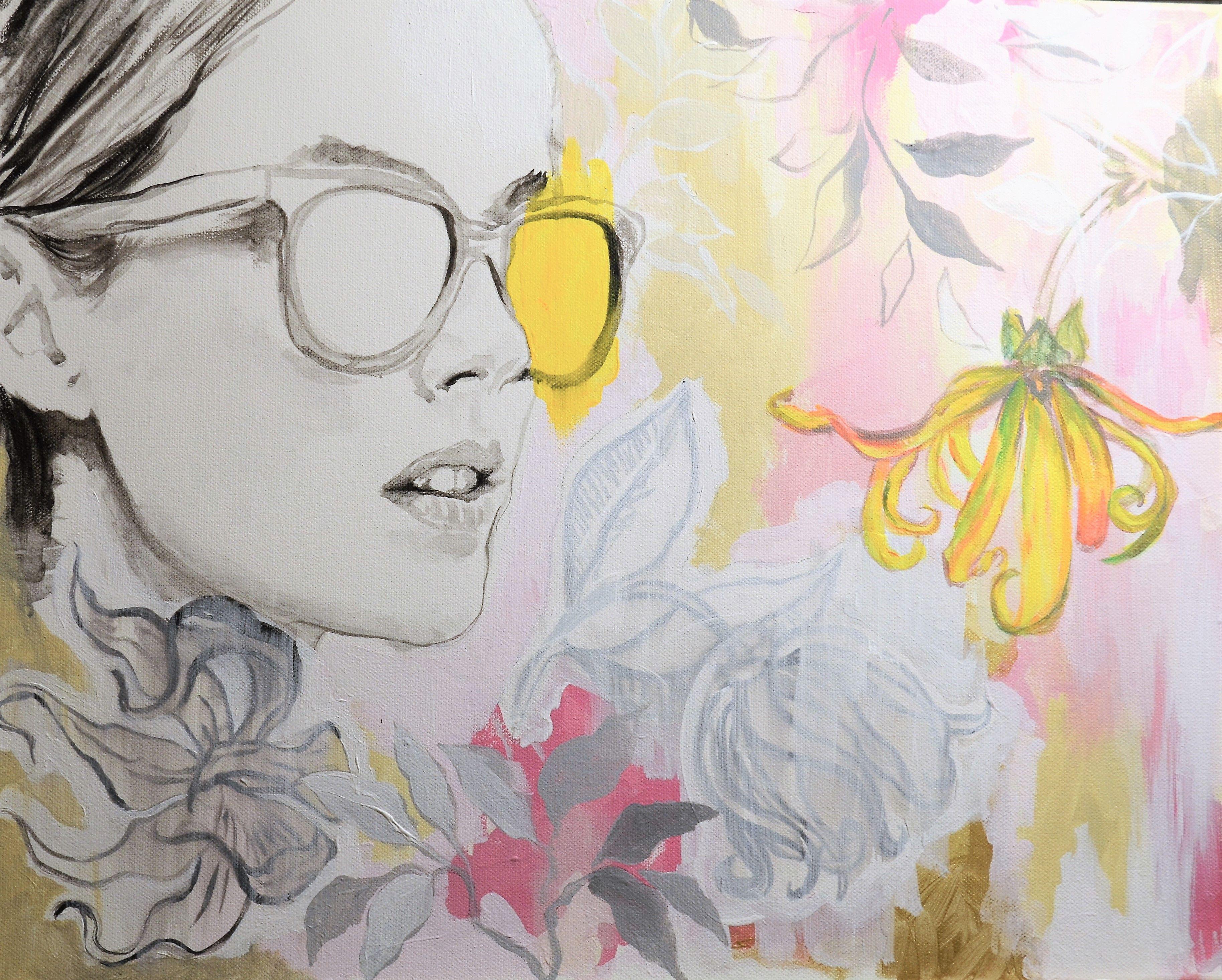 Dulce fragancia de Ylang Ylang, Pintura, Acrílico sobre lienzo - Painting de Nadia NL