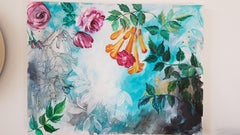 Trumpet Vine, Painting, Acrylic on Canvas