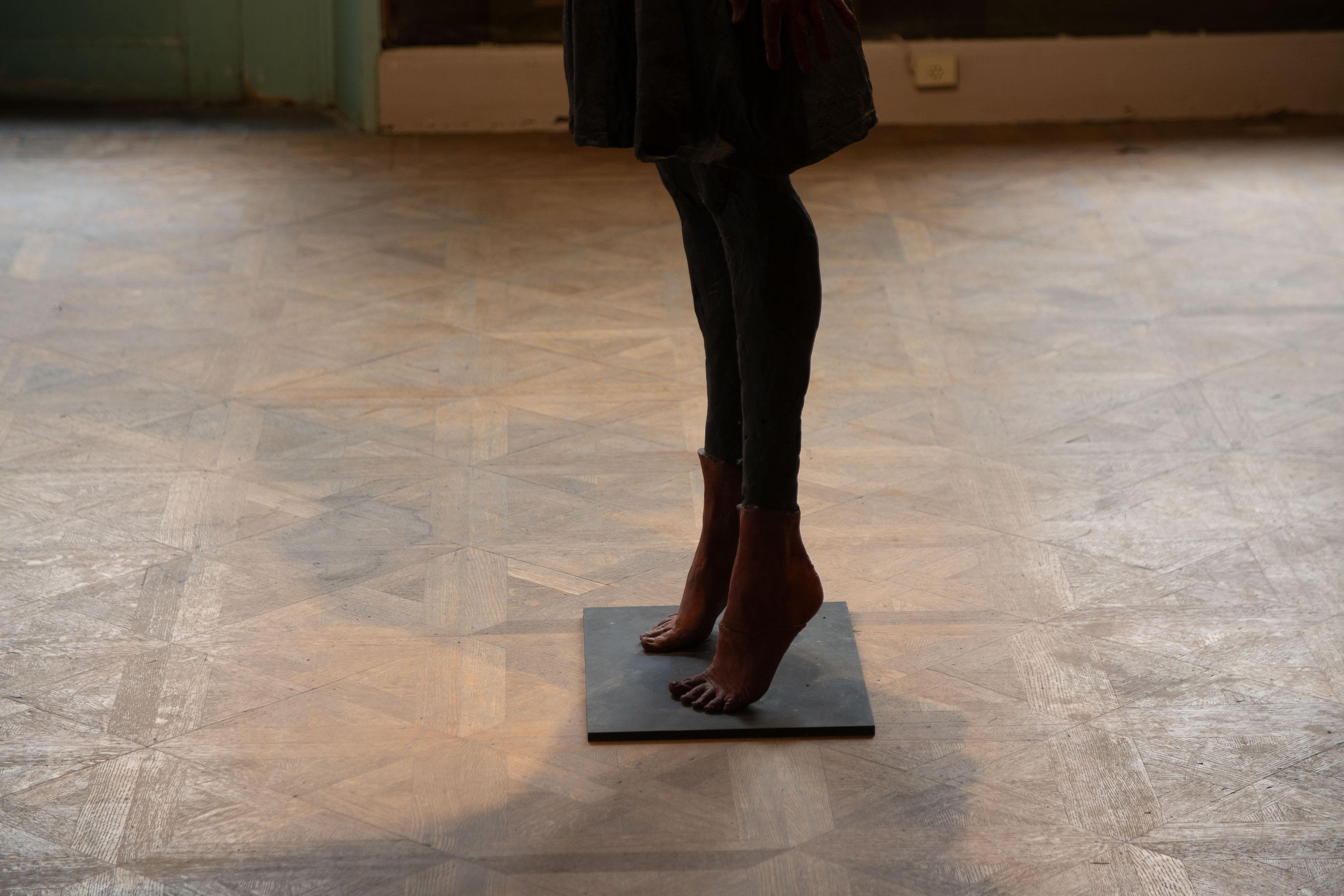 Bronze life-size statue of a woman standing, called 'Red Right Hand' For Sale 3