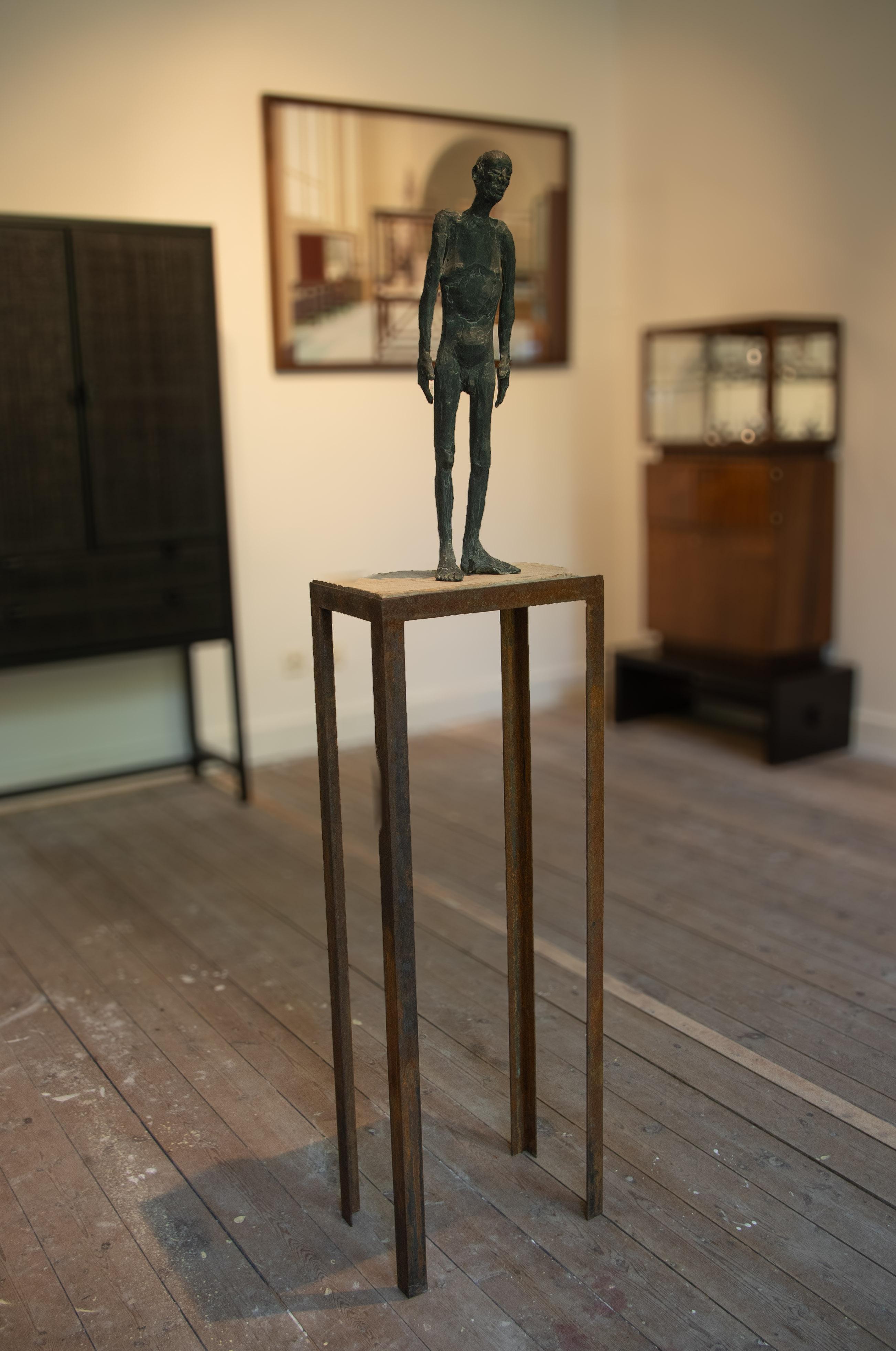 Bronze sculpture of a man standing, called 'At that time' For Sale 1