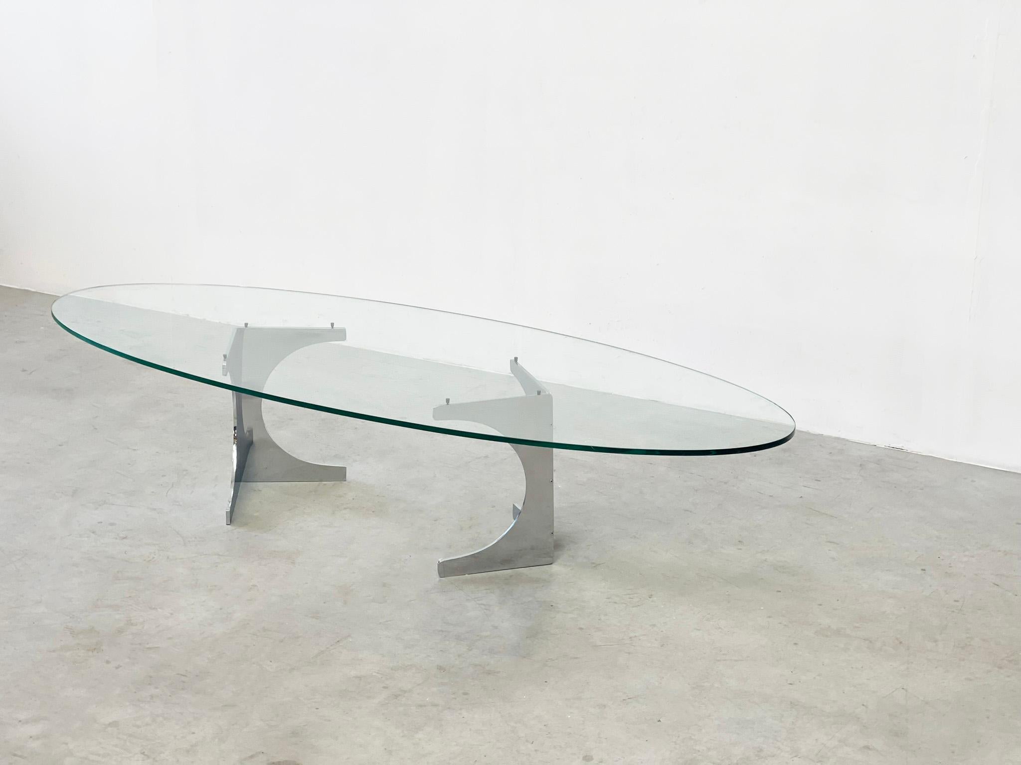 Nadine Effront chrome and glass coffee table In Good Condition For Sale In Nijlen, VAN
