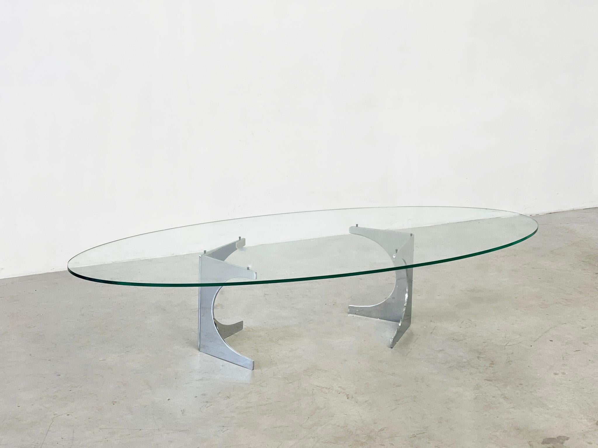 Nadine Effront chrome and glass coffee table For Sale 1