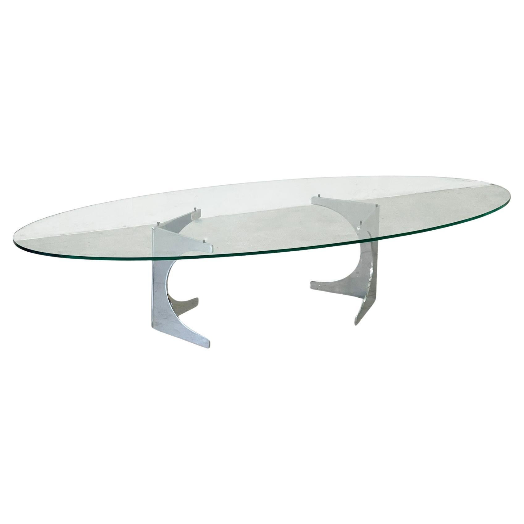 Nadine Effront chrome and glass coffee table For Sale