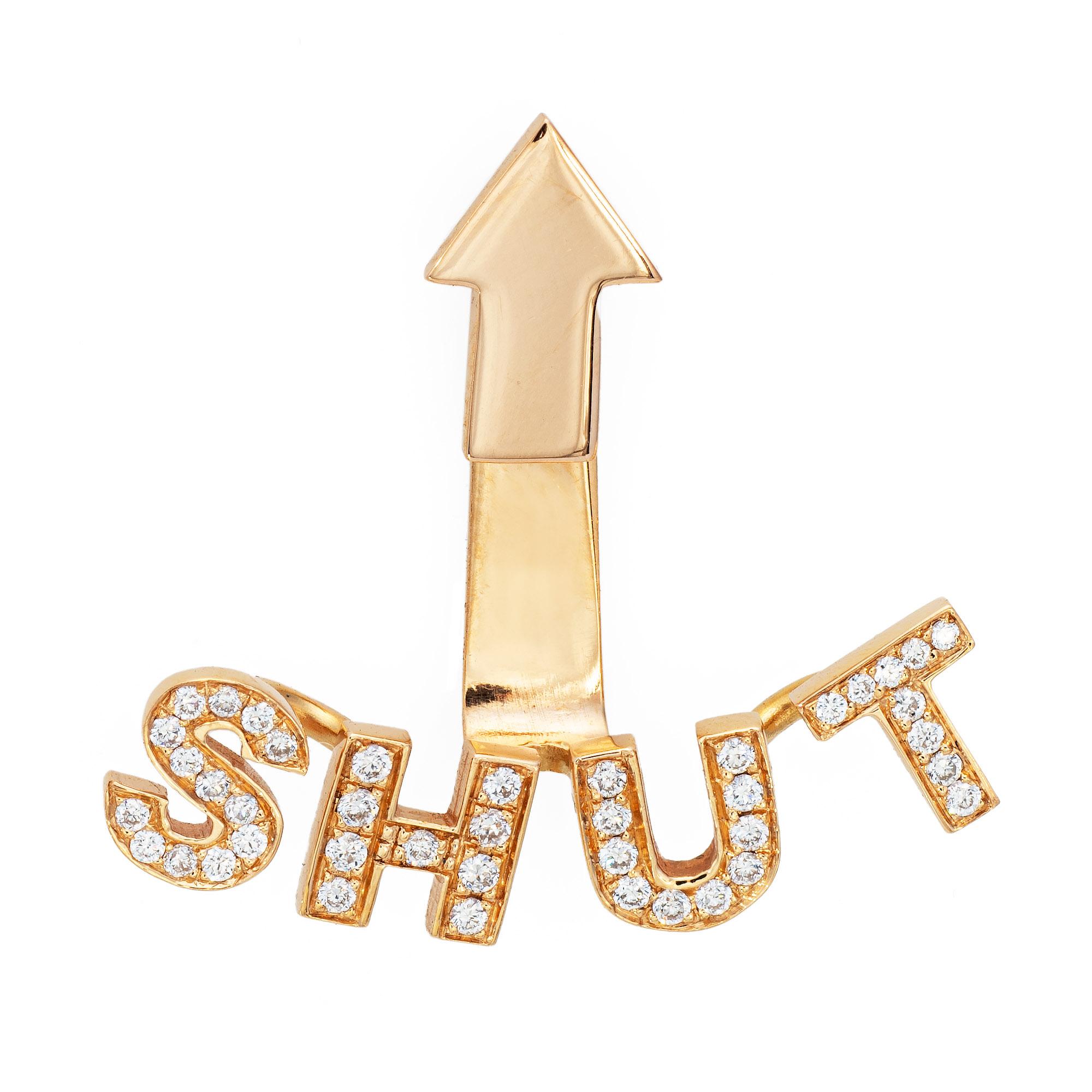 Contemporary Nadine Ghosn Shut Up Single Diamond Earring 18k Rose Gold Estate Jewelry  For Sale