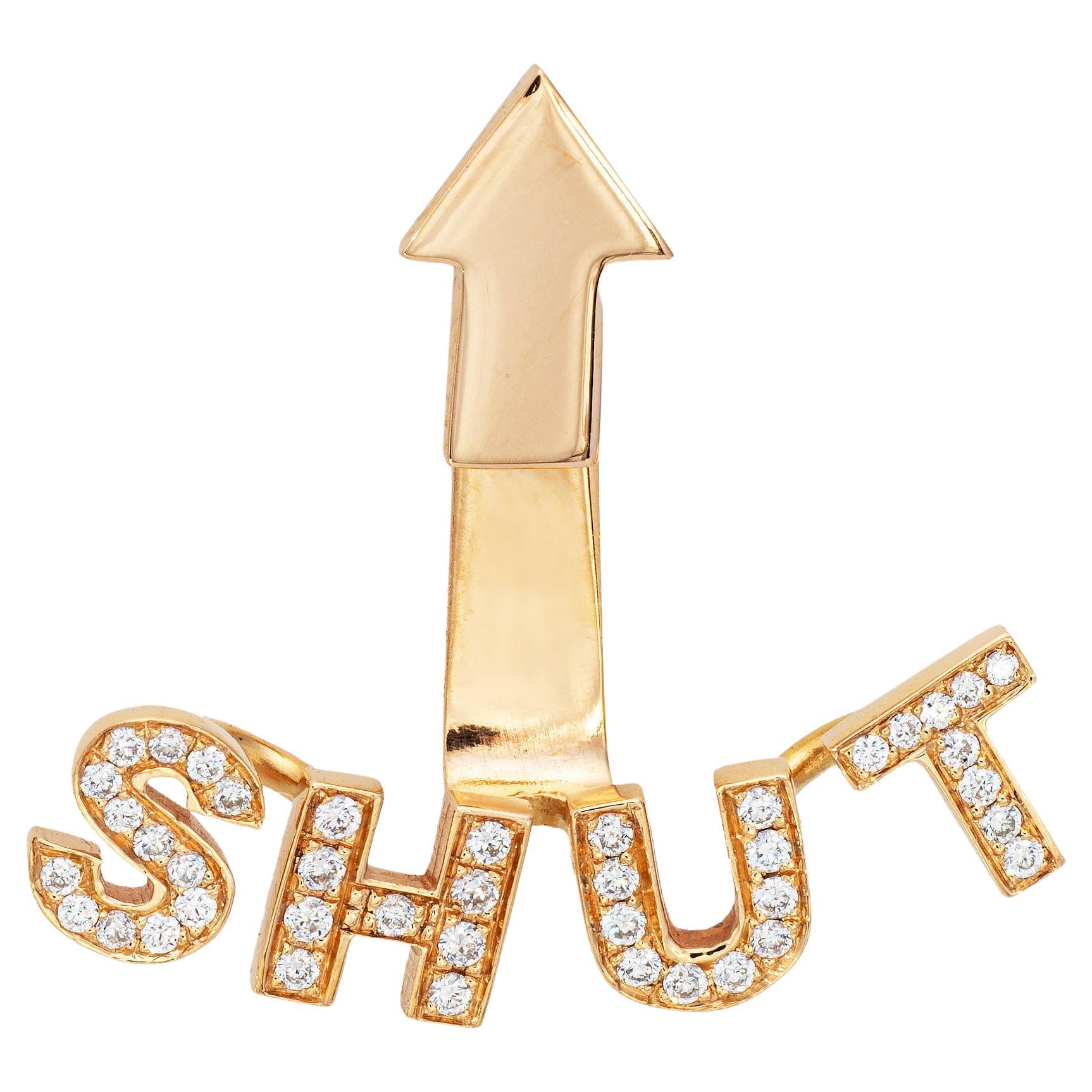 Nadine Ghosn Shut Up Single Diamond Earring 18k Rose Gold Estate Jewelry  For Sale