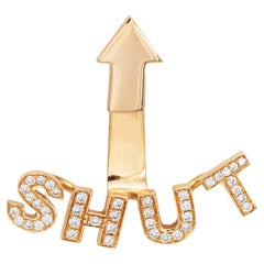 Nadine Ghosn Shut Up Single Diamond Earring 18k Rose Gold Estate Jewelry 