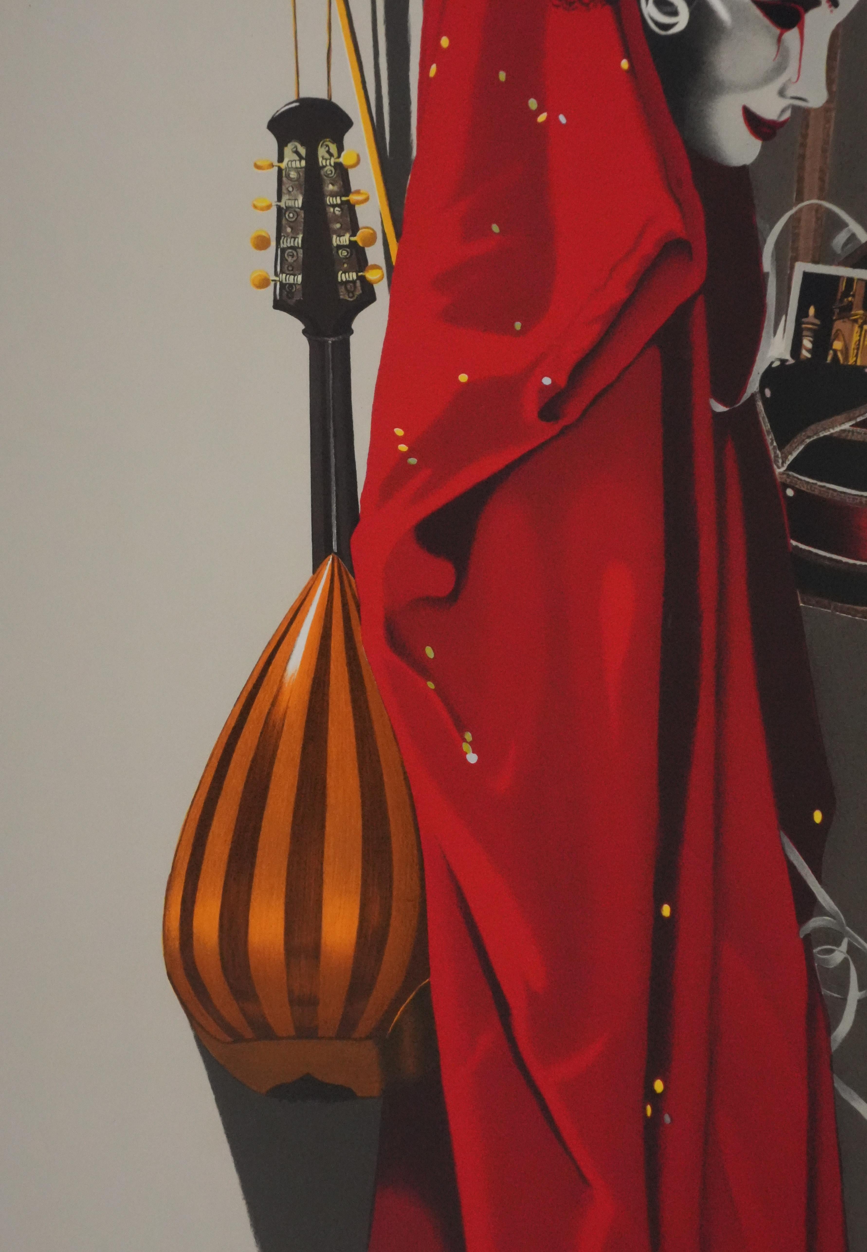 Venetian Costumes - Original handsigned lithograph For Sale 1