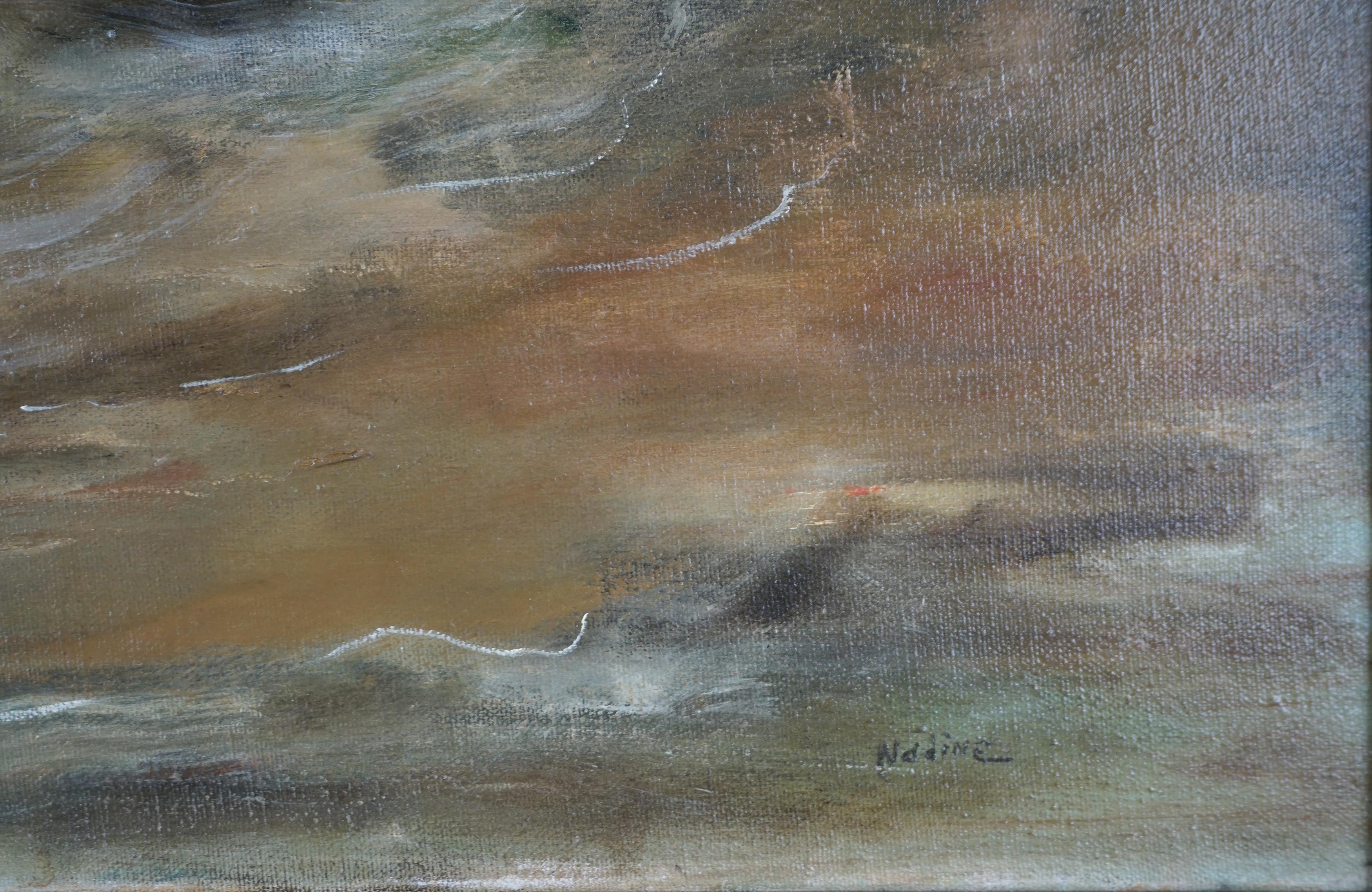 Pittura a olio d'epoca di un paesaggio marino della California meridionale in vendita 1