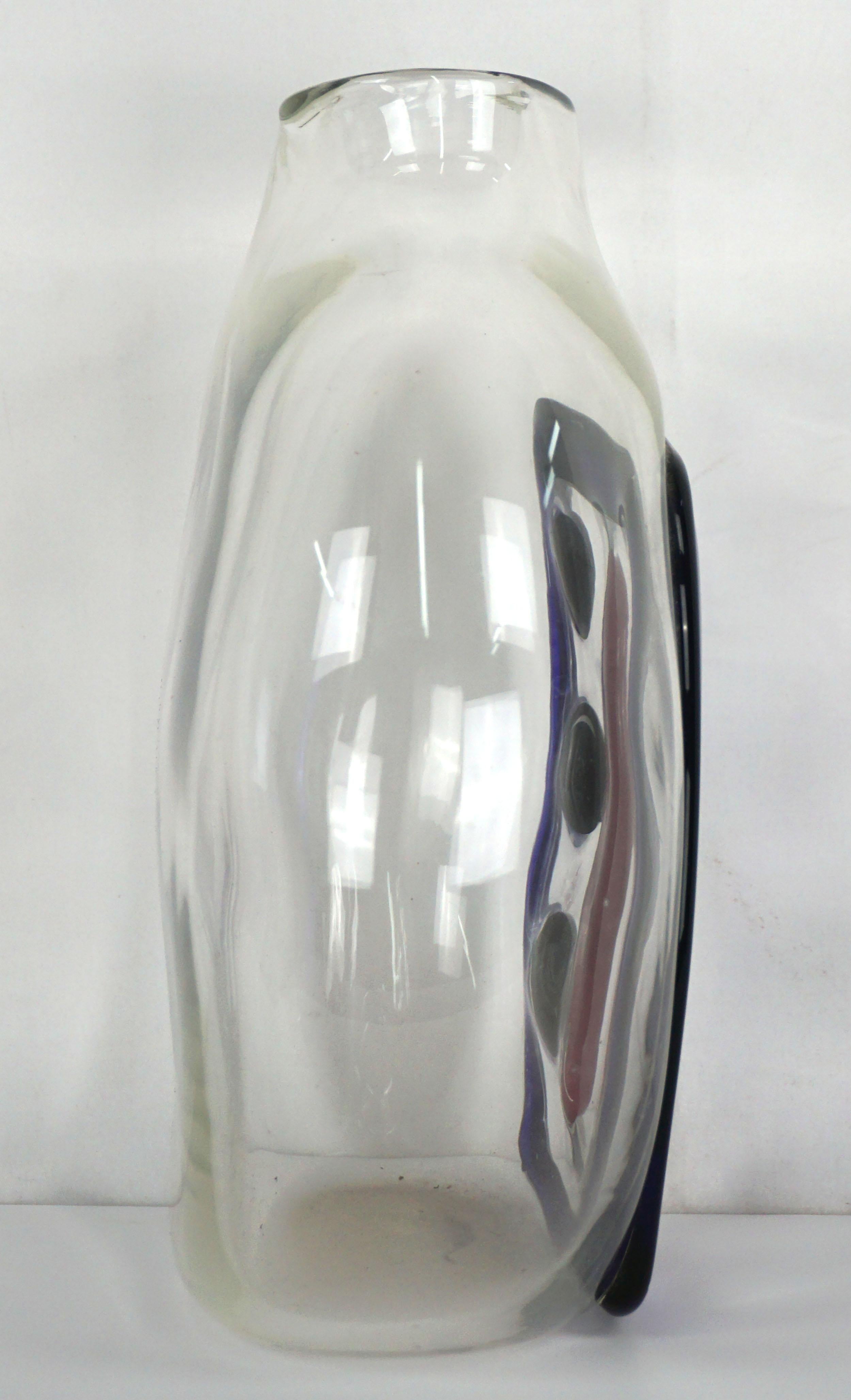 Modern Nadine Saylor's Hand Blown Glass Vase, Dash & Three Dots For Sale