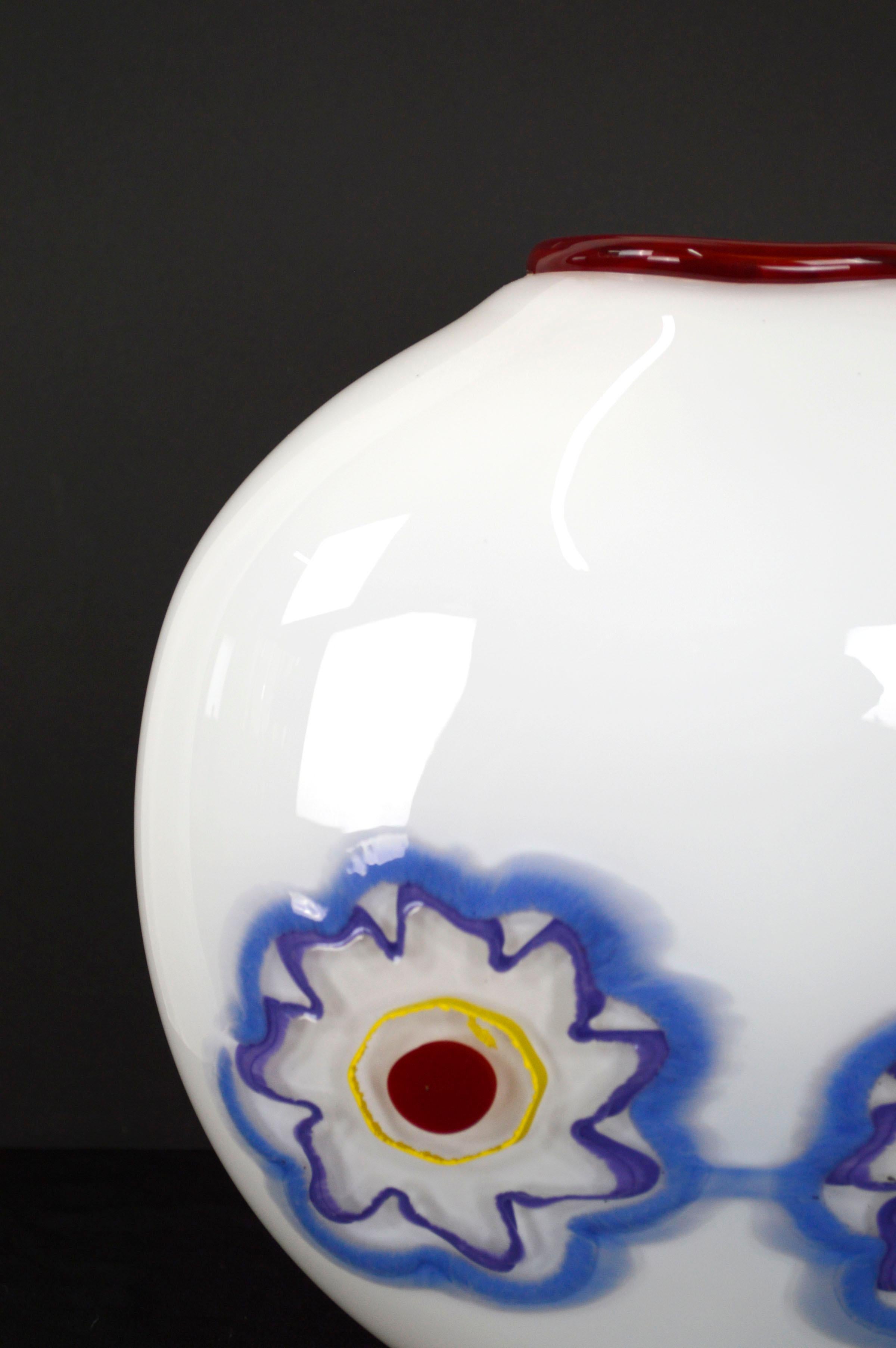 Contemporary Nadine Saylor's Hand Blown Glass Vase, Flower Power For Sale
