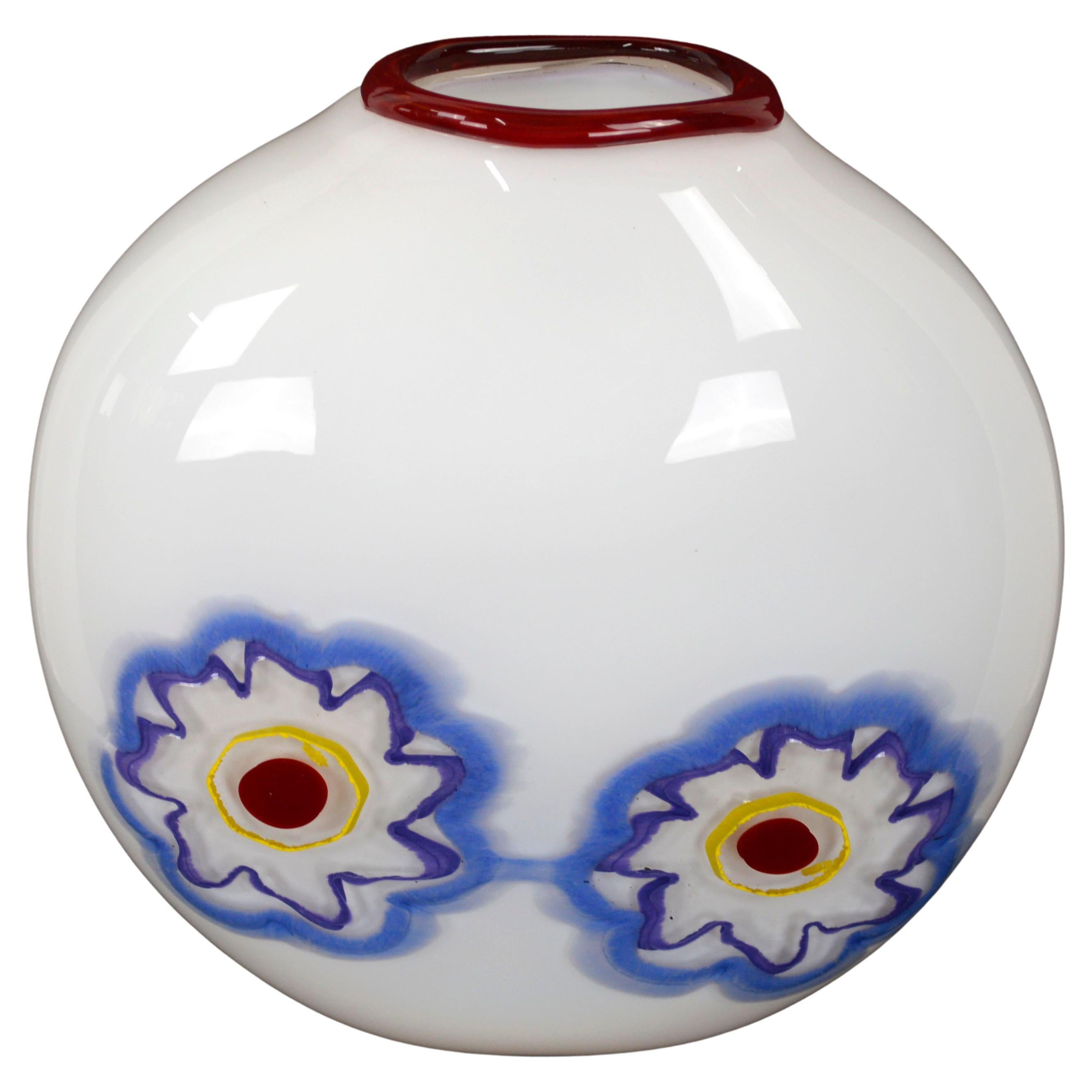 Nadine Saylor's Hand Blown Glass Vase, Flower Power For Sale