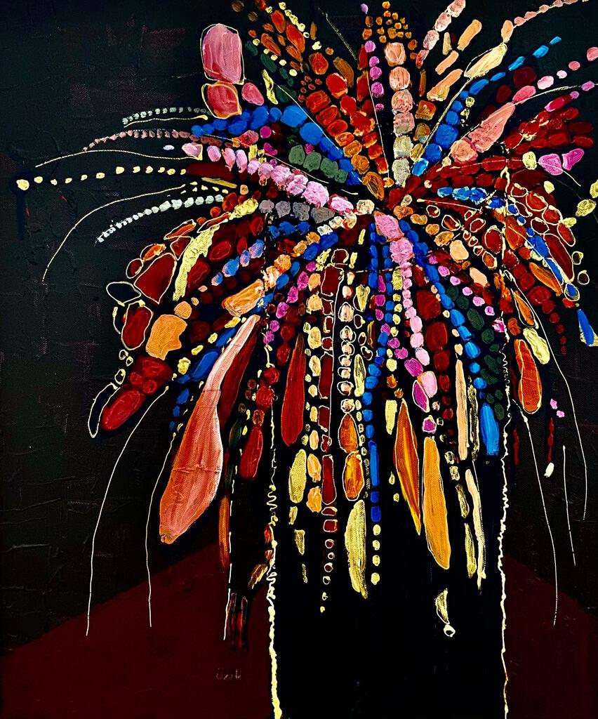 Nadira Azzouz Abstract Painting - Celebration with colour (Acrylic on canvas)