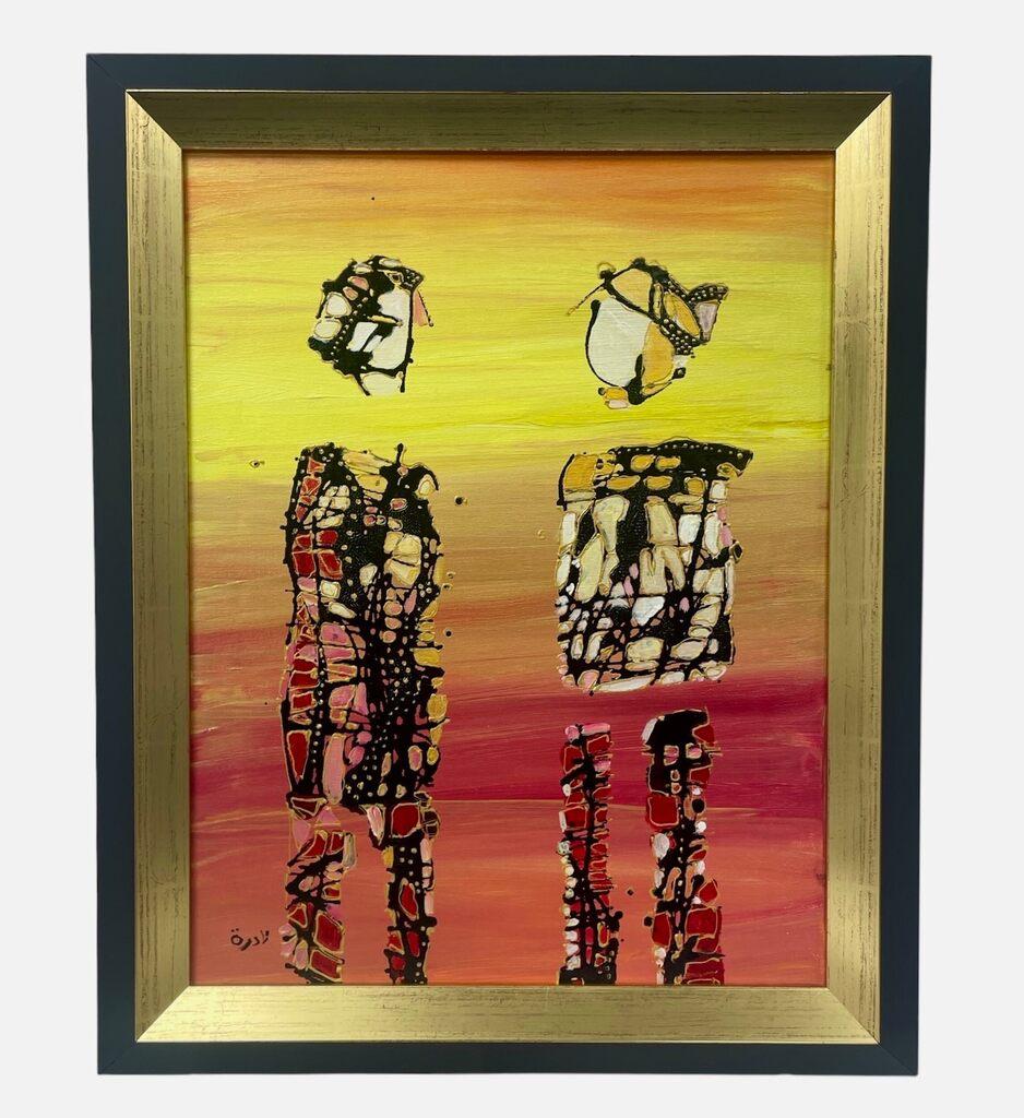 Chatting (Oil on canvas) - Painting by Nadira Azzouz