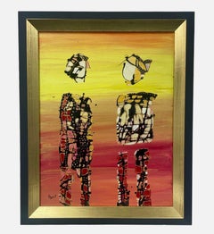 Chat - Peinture à l'huile abstraite sur toile, 2000-2009, non encadrée