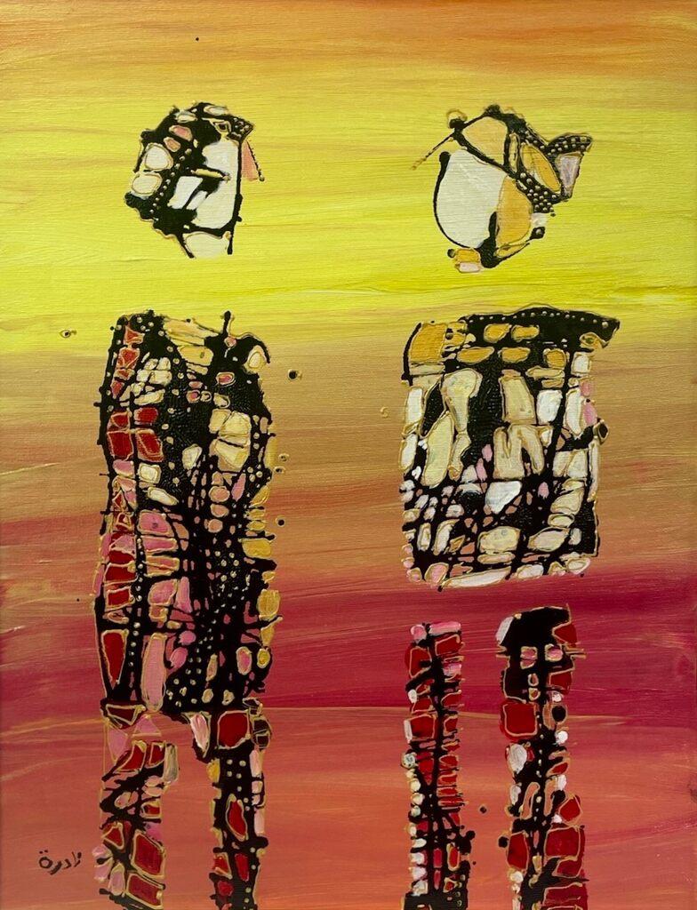 Nadira Azzouz Abstract Painting - Chatting (Oil on canvas)