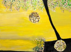 Tree out of the rock (Mixed media on canvas)