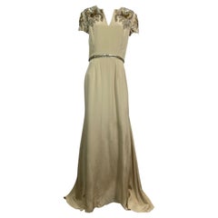 Abito in seta color champagne pesantemente impreziosito di Kahn - Taglia 10